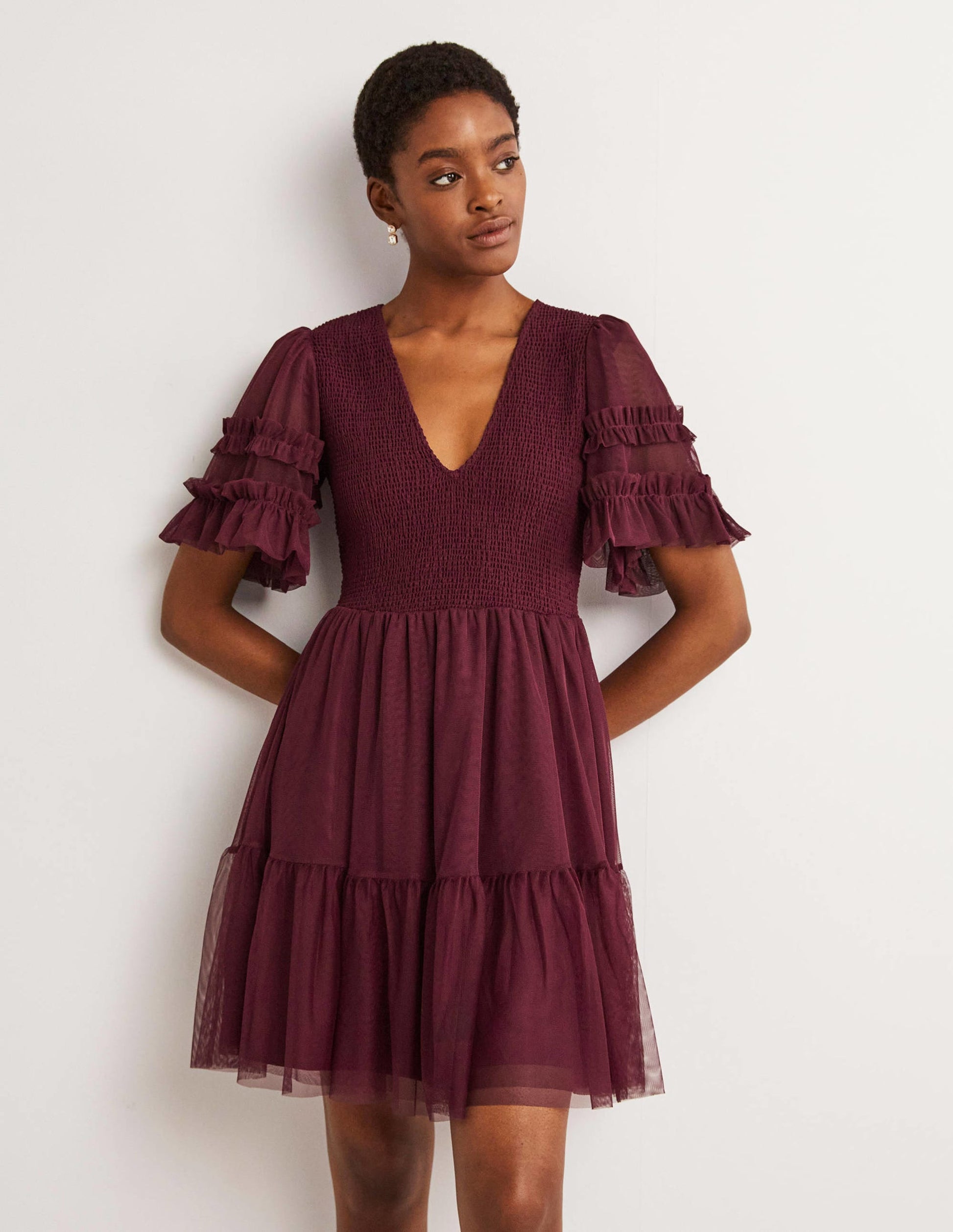 Tulle Smocked Mini Party Dress-Ruby Ring-1