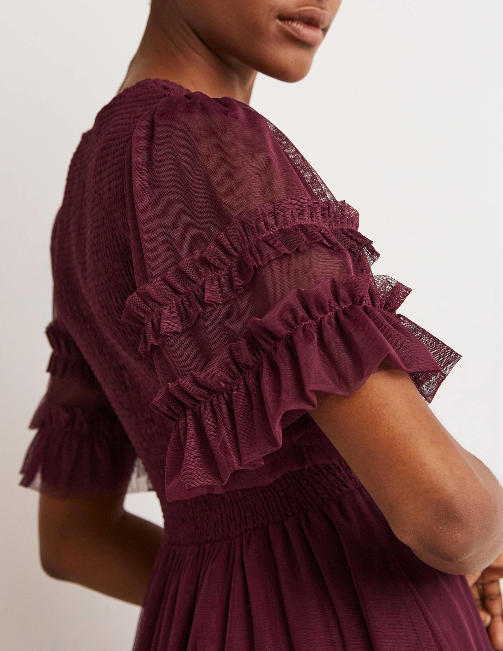 Tulle Smocked Mini Party Dress-Ruby Ring - Image 2