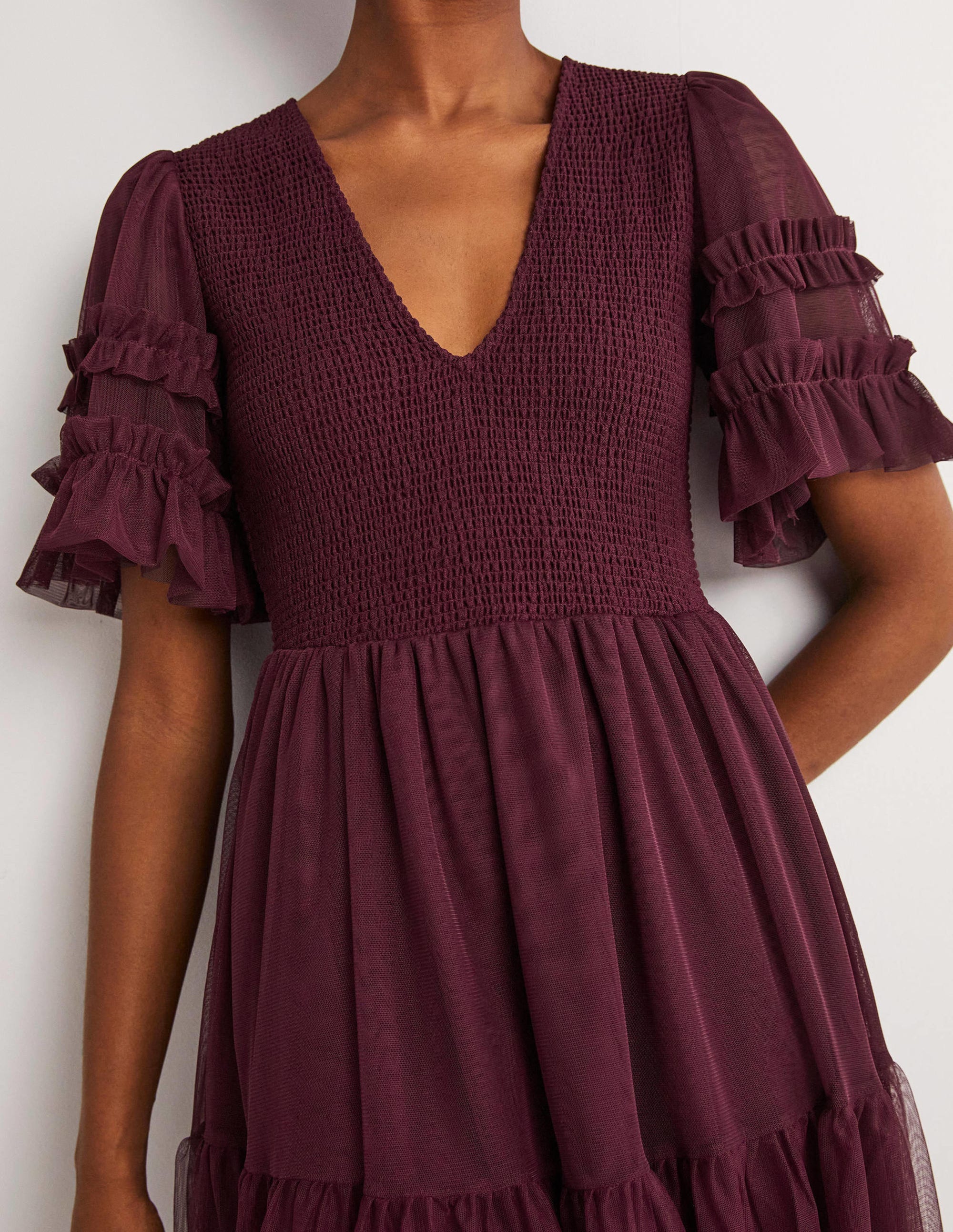Tulle Smocked Mini Party Dress-Ruby Ring - Image 5