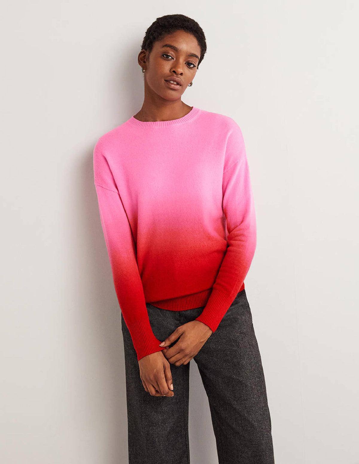 Margot Cashmere Sweater-Pink, Red Ombre - Image 1