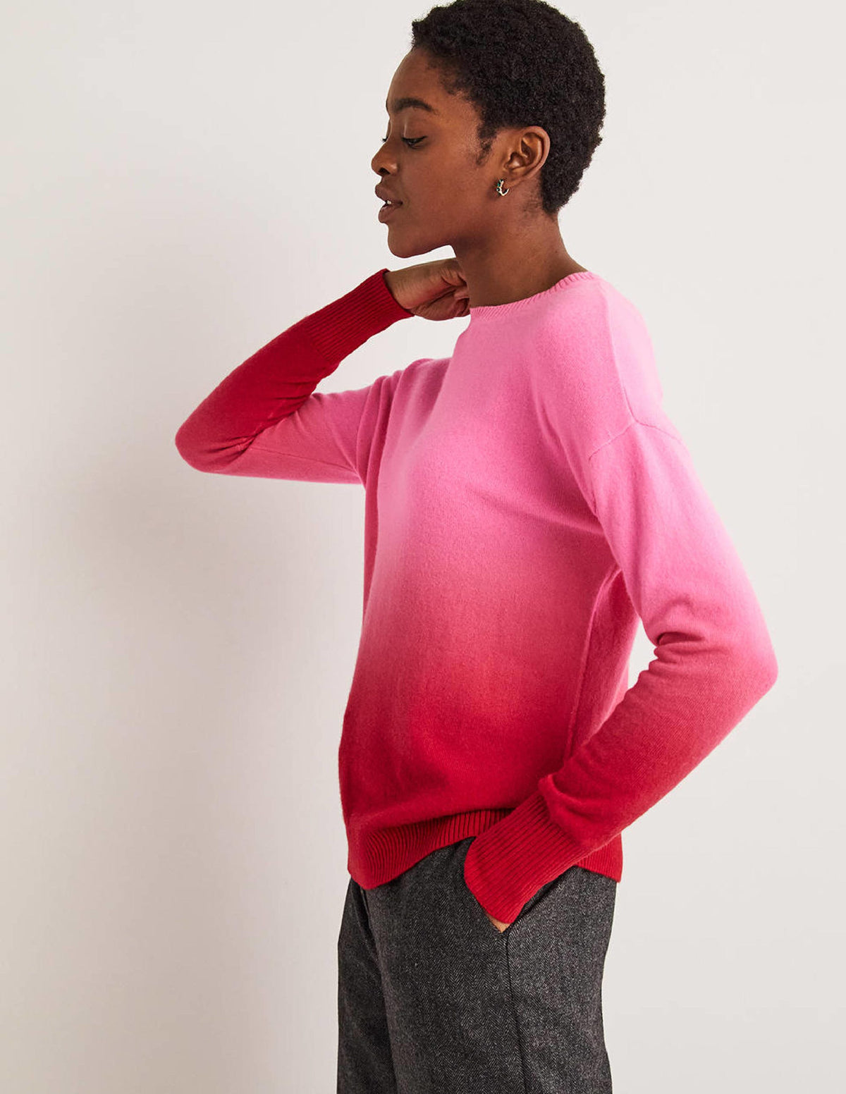 Margot Cashmere Sweater-Pink, Red Ombre - Image 4