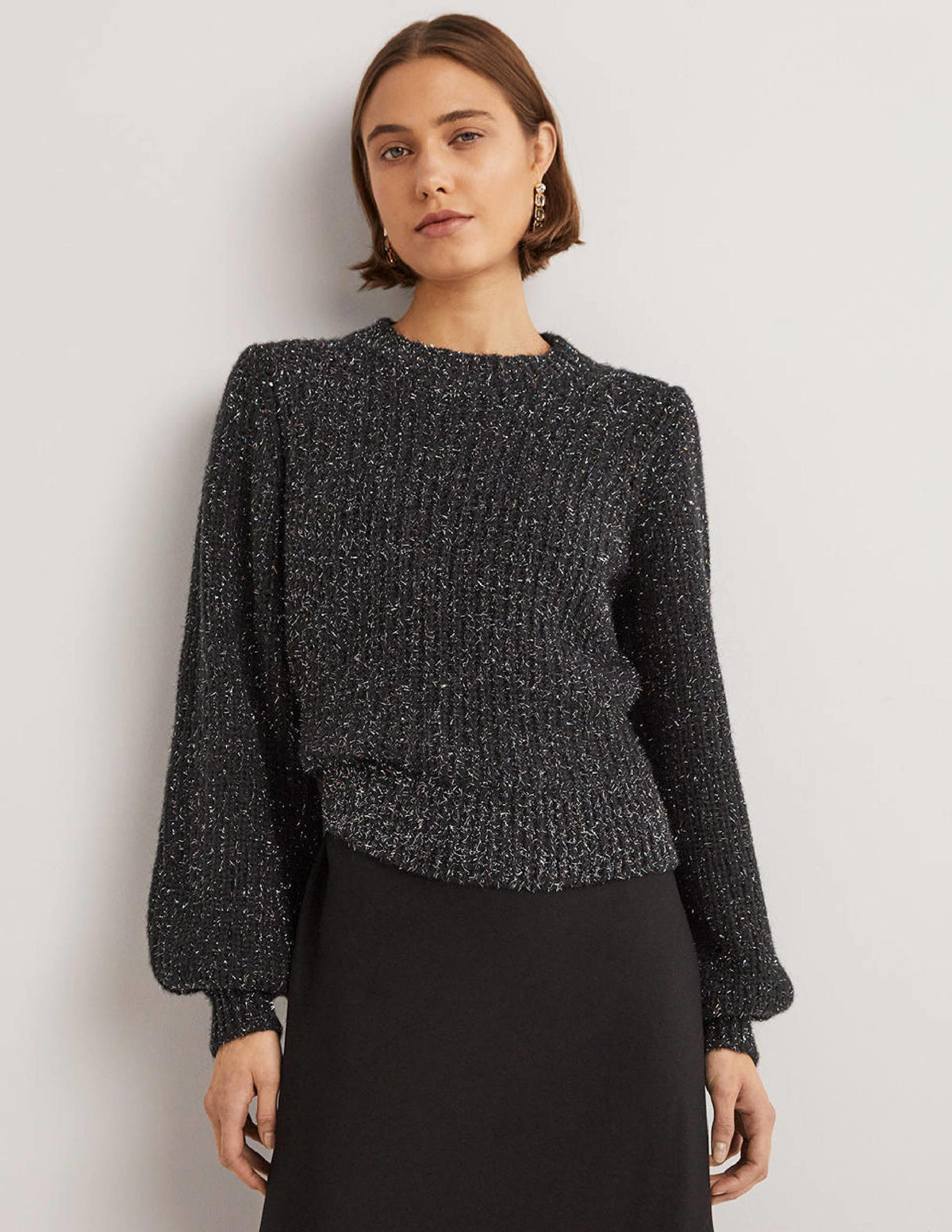 Chunky Ribbed Sweater-Black Sparkle - Image 1