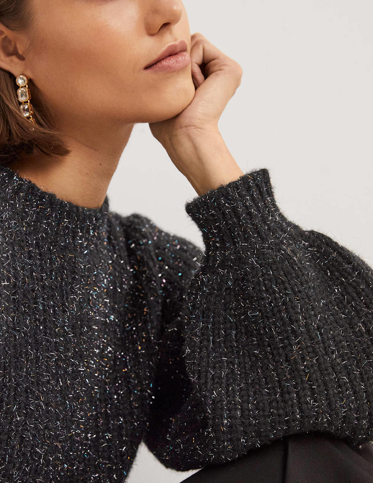 Chunky Ribbed Sweater-Black Sparkle-5