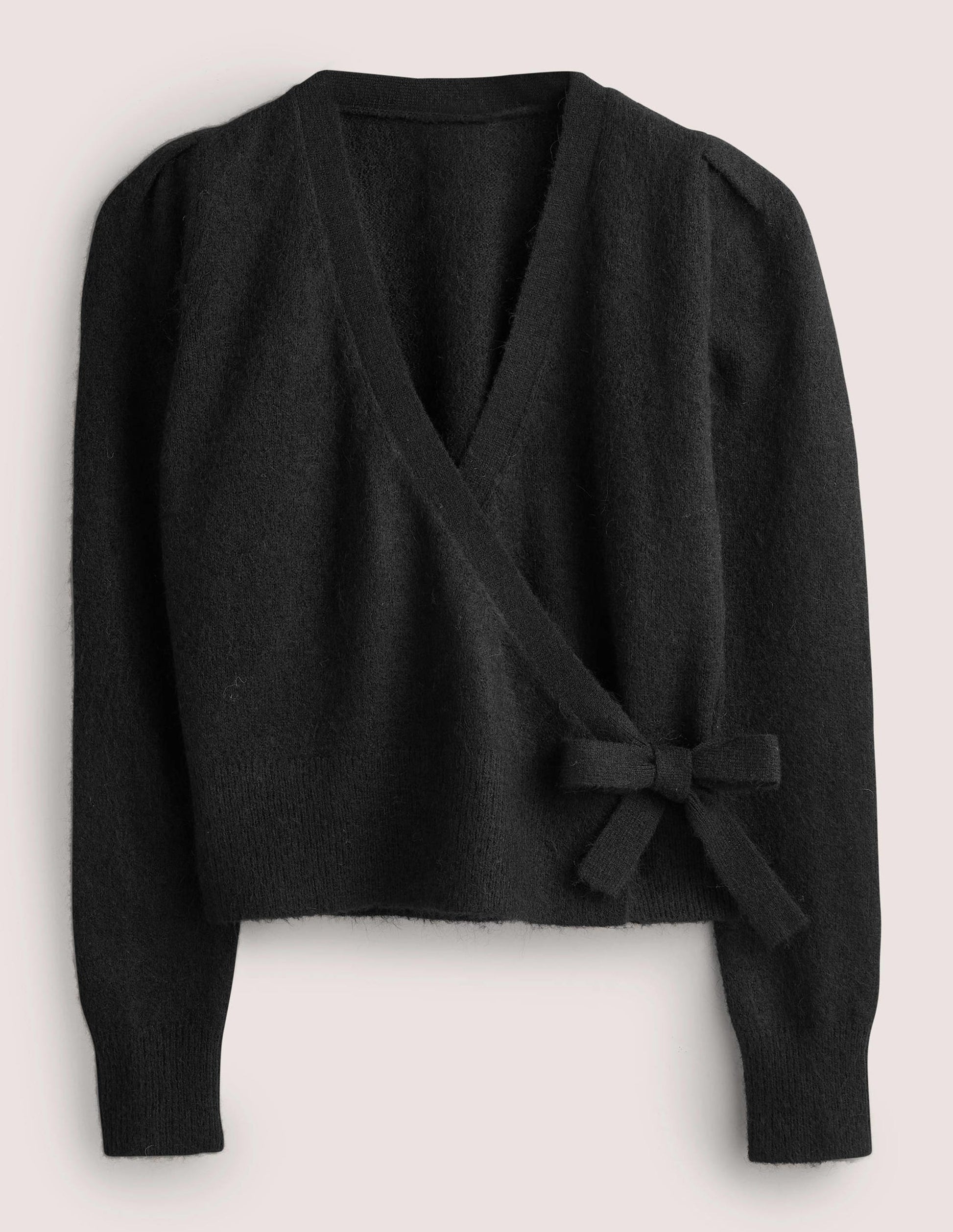 Fluffy Wrap Cardigan-Black-5