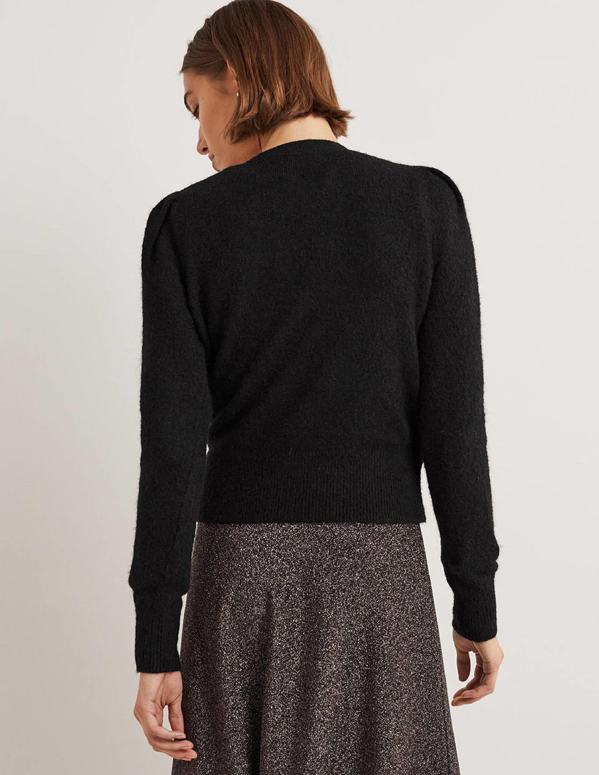 Fluffy Wrap Cardigan-Black - Image 3