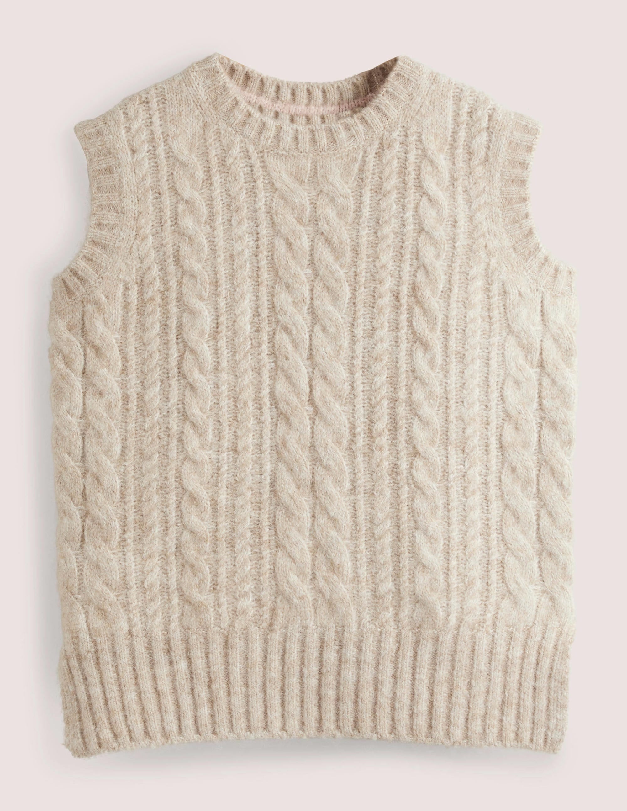 Relaxed Cable Sweater Vest-Chinchilla Melange - Image 5