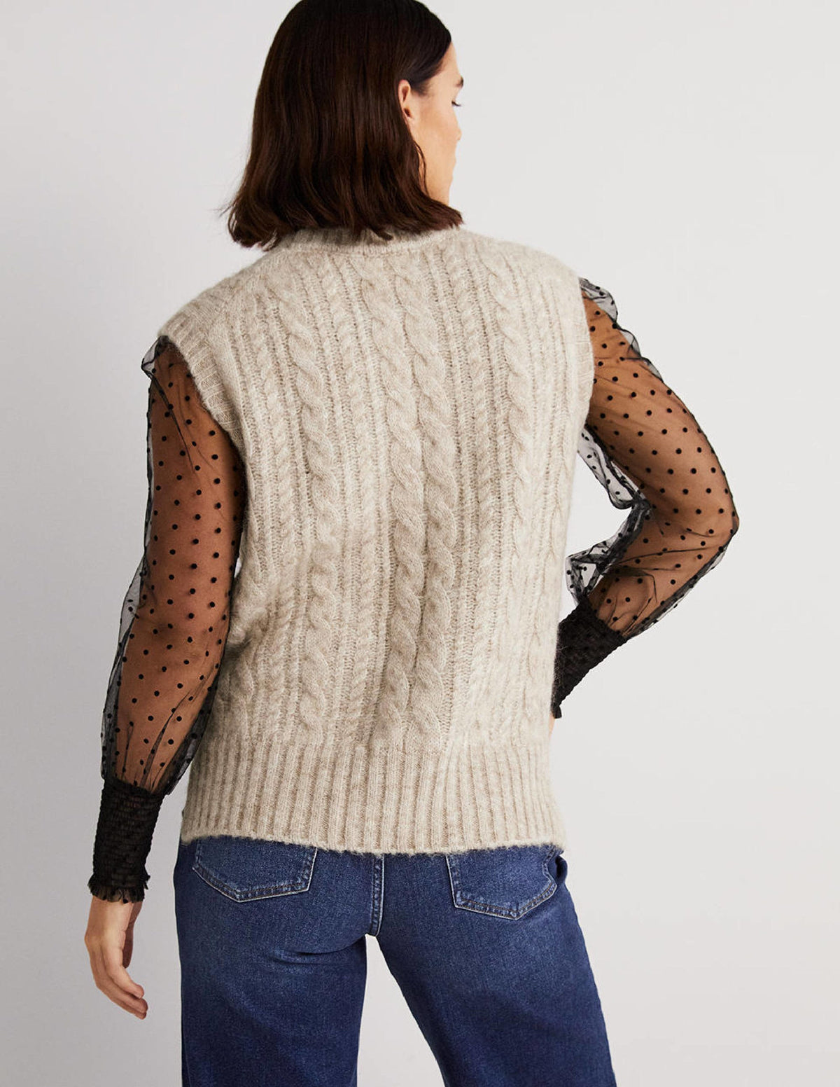 Relaxed Cable Sweater Vest-Chinchilla Melange - Image 3