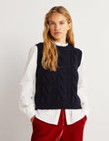 Cable Sweater Vest-Navy