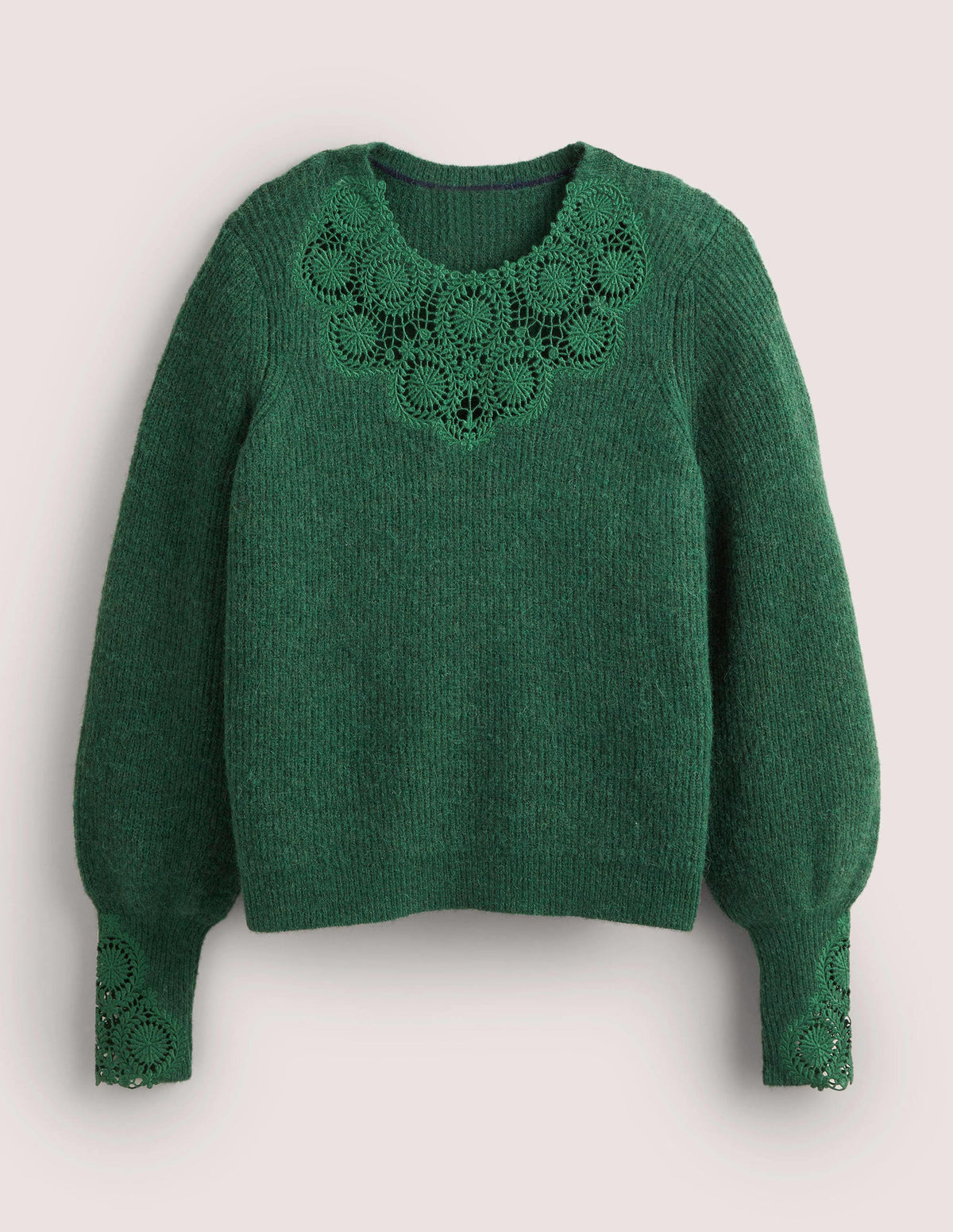 Embroidered Fluffy Sweater-Hunter Green Embroidery - Image 5
