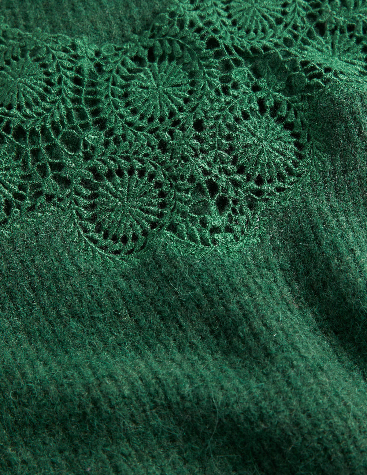 Embroidered Fluffy Sweater-Hunter Green Embroidery - Image 6