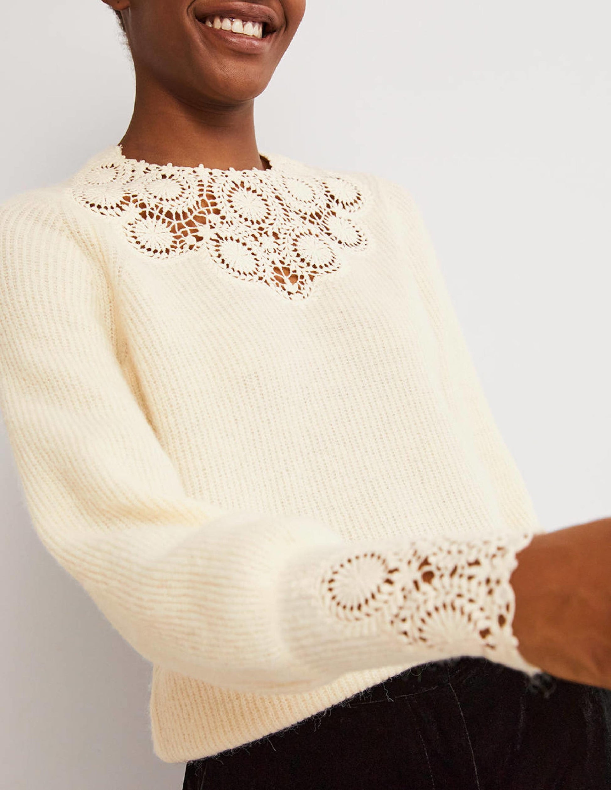 Embroidered Fluffy Sweater-Warm Ivory Embroidery-4