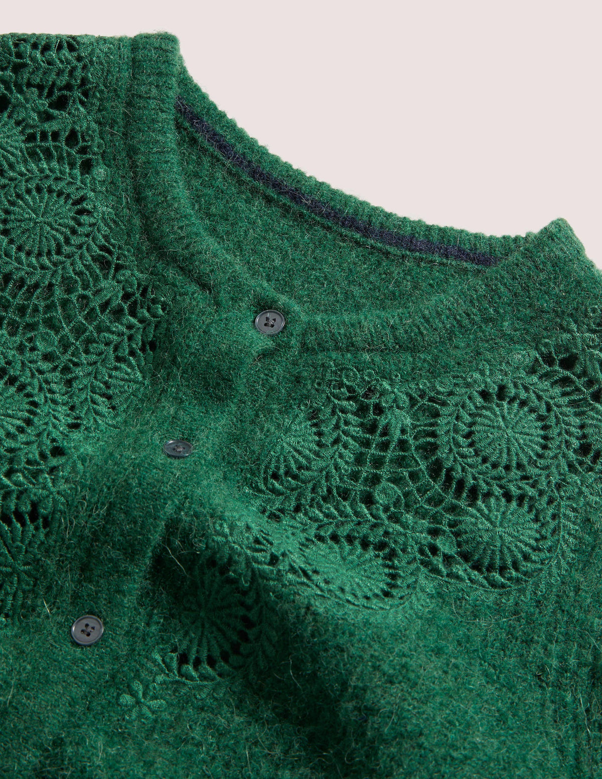 Detail Fluffy Cardigan-Hunter Green Embroidery - Image 6