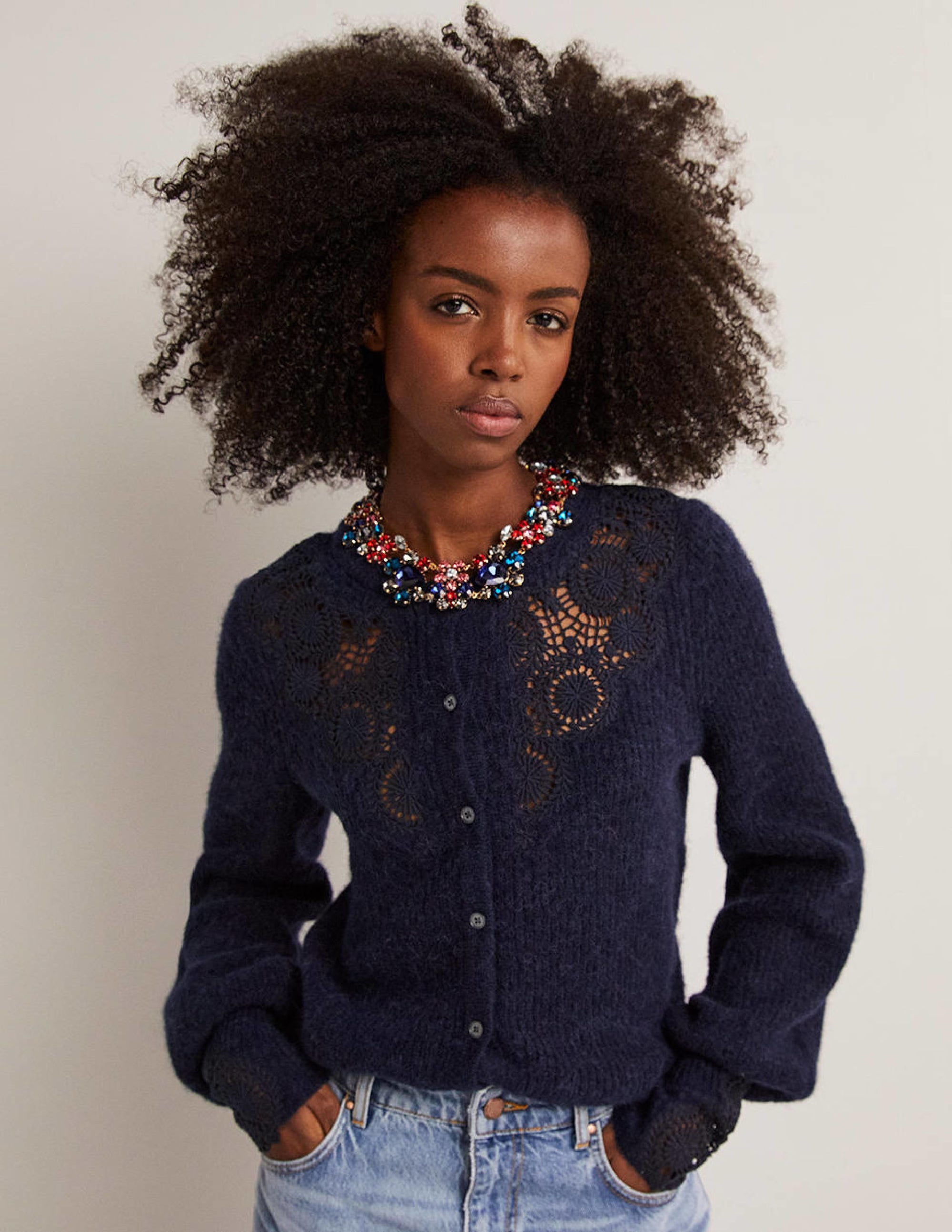 Detail Fluffy Cardigan-Navy Embroidery - Image 5