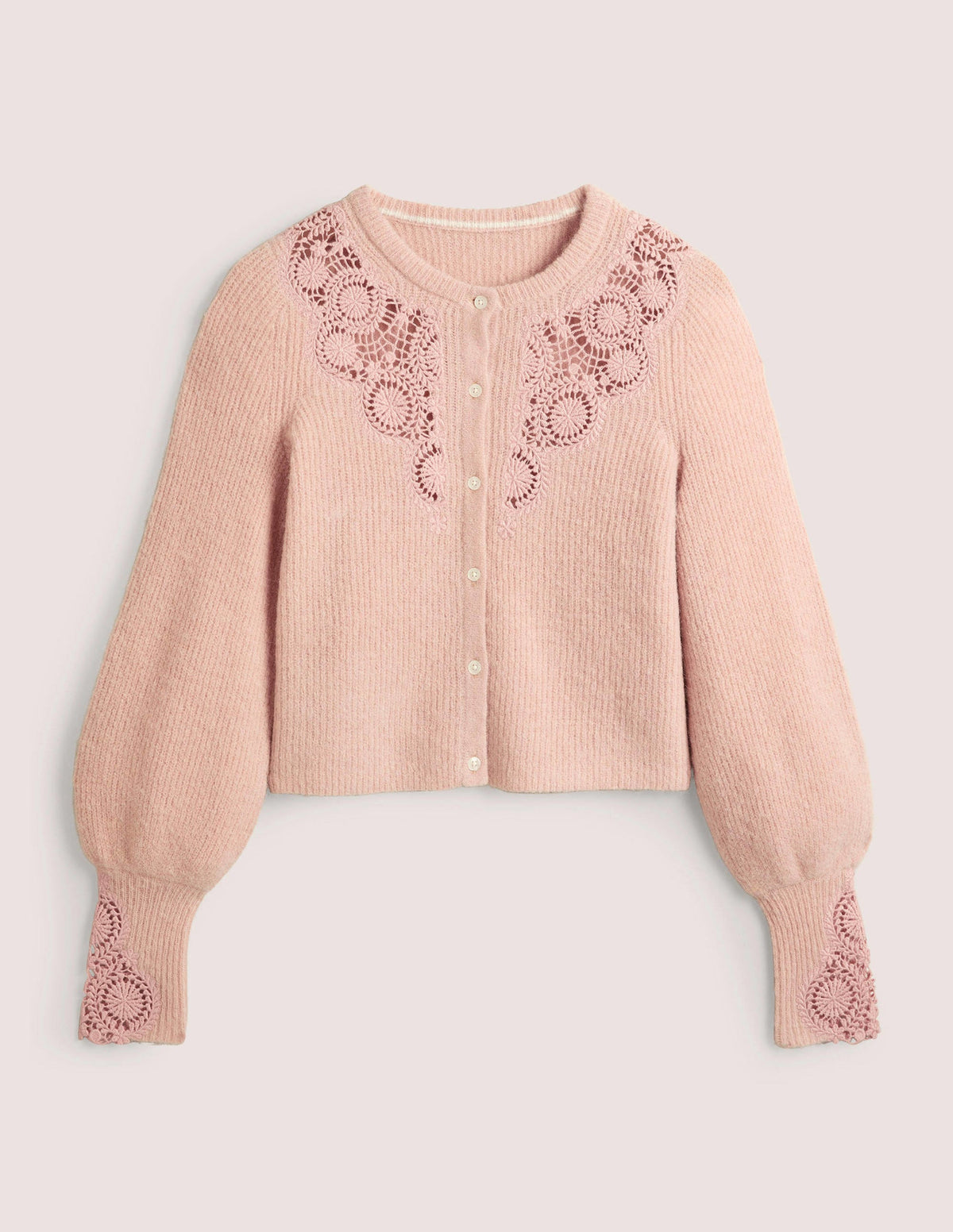 Detail Fluffy Cardigan-Pink Frosting Embroidery-7