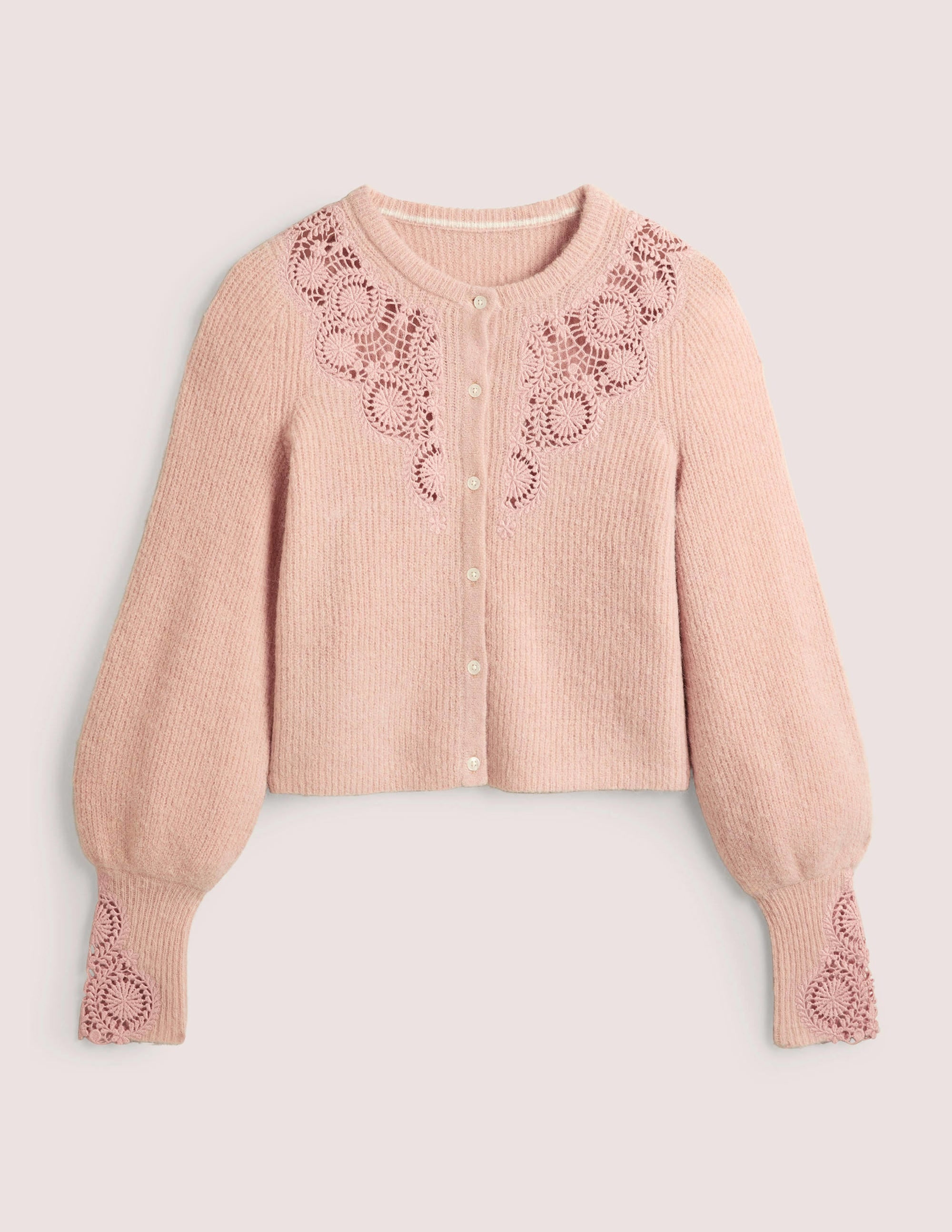 Detail Fluffy Cardigan-Pink Frosting Embroidery - Image 7