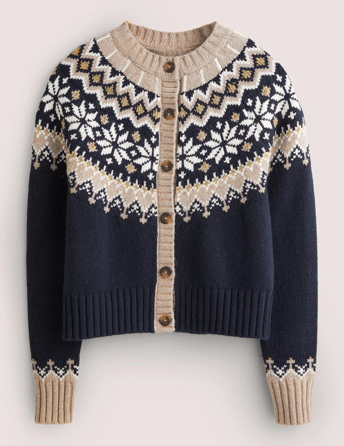 Chunky Fair Isle Cardigan-Navy, Chinchilla Fair Isle - Image 6