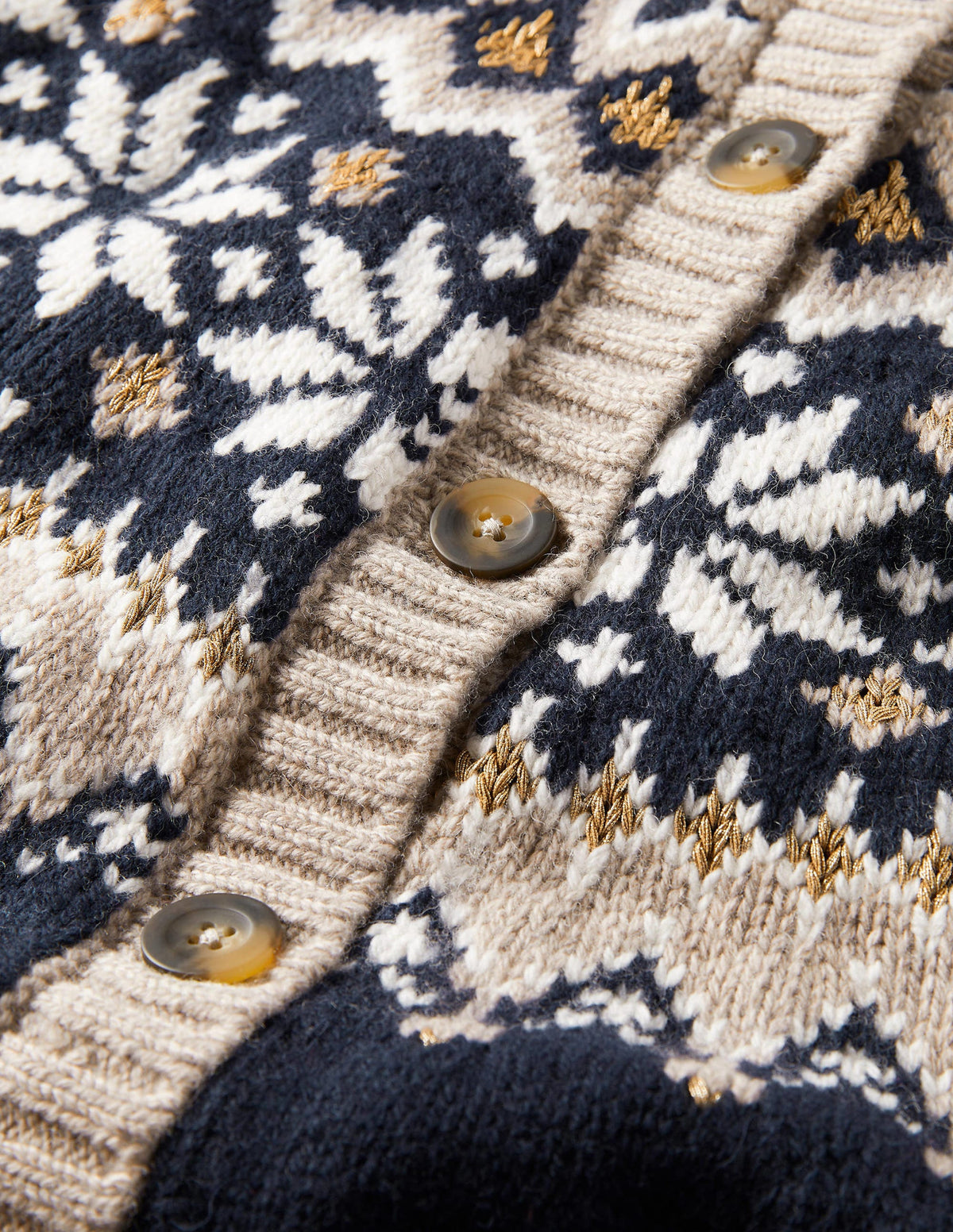 Chunky Fair Isle Cardigan-Navy, Chinchilla Fair Isle - Image 7