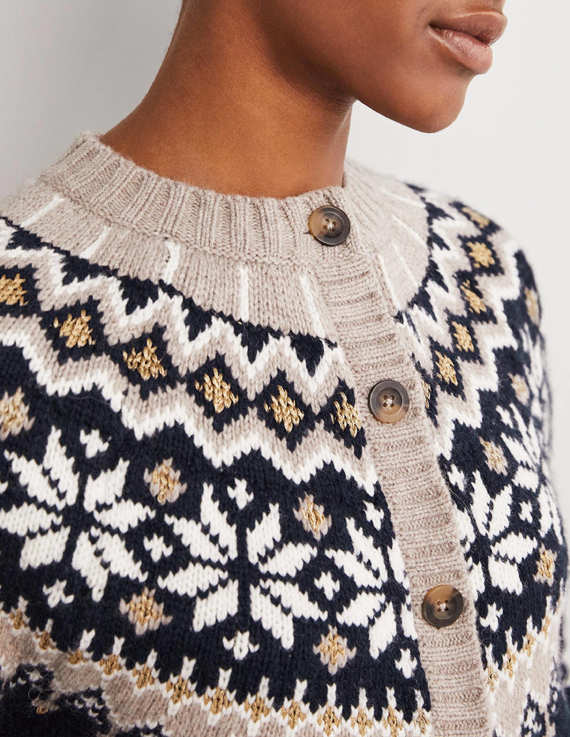 Chunky Fair Isle Cardigan-Navy, Chinchilla Fair Isle-2