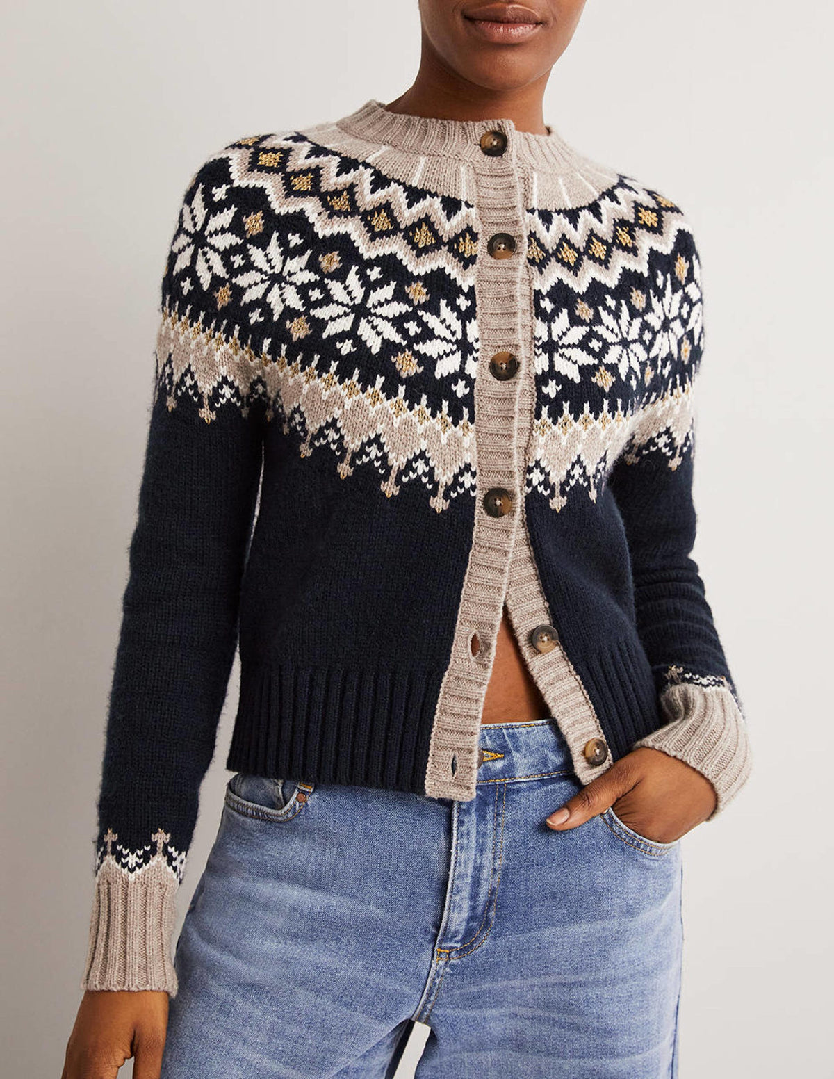 Chunky Fair Isle Cardigan-Navy, Chinchilla Fair Isle-4