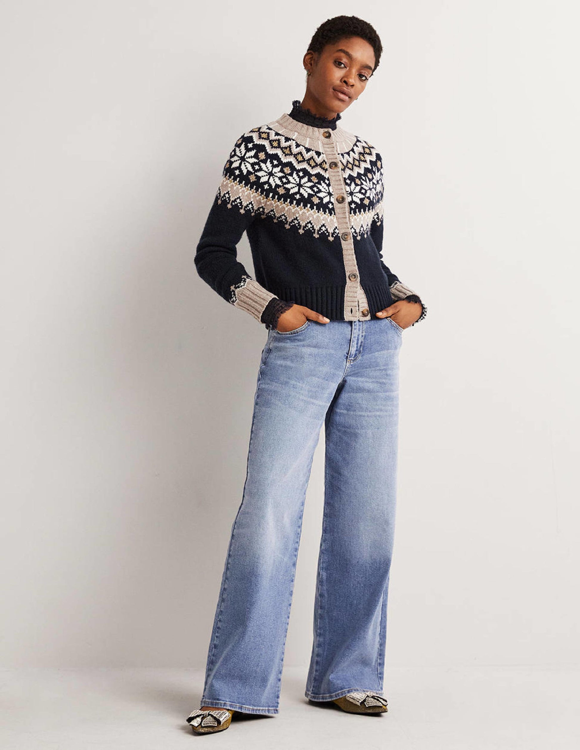 Chunky Fair Isle Cardigan-Navy, Chinchilla Fair Isle-5