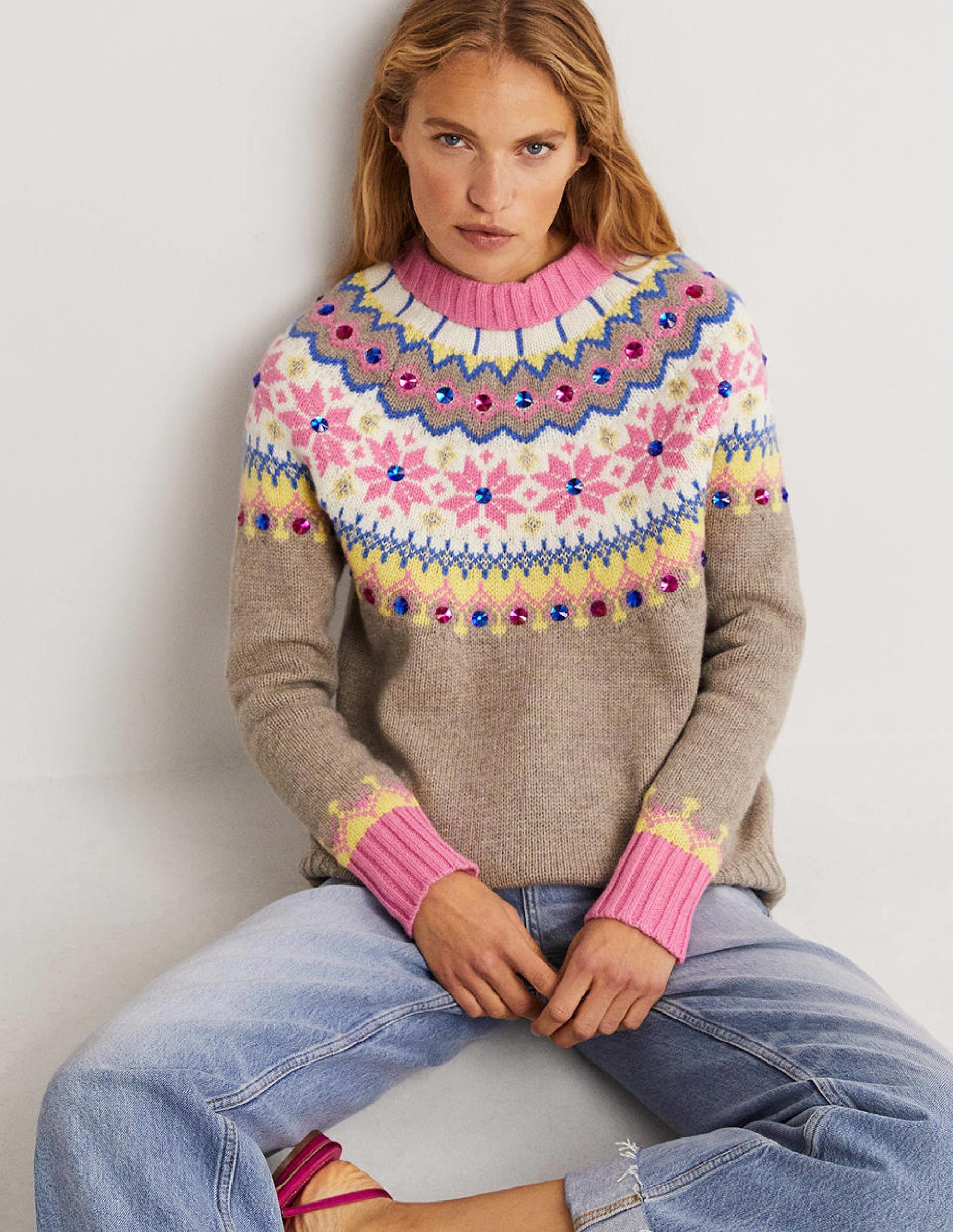 Embellished Fair Isle Sweater-Mink, Embellished Fair Isle-4
