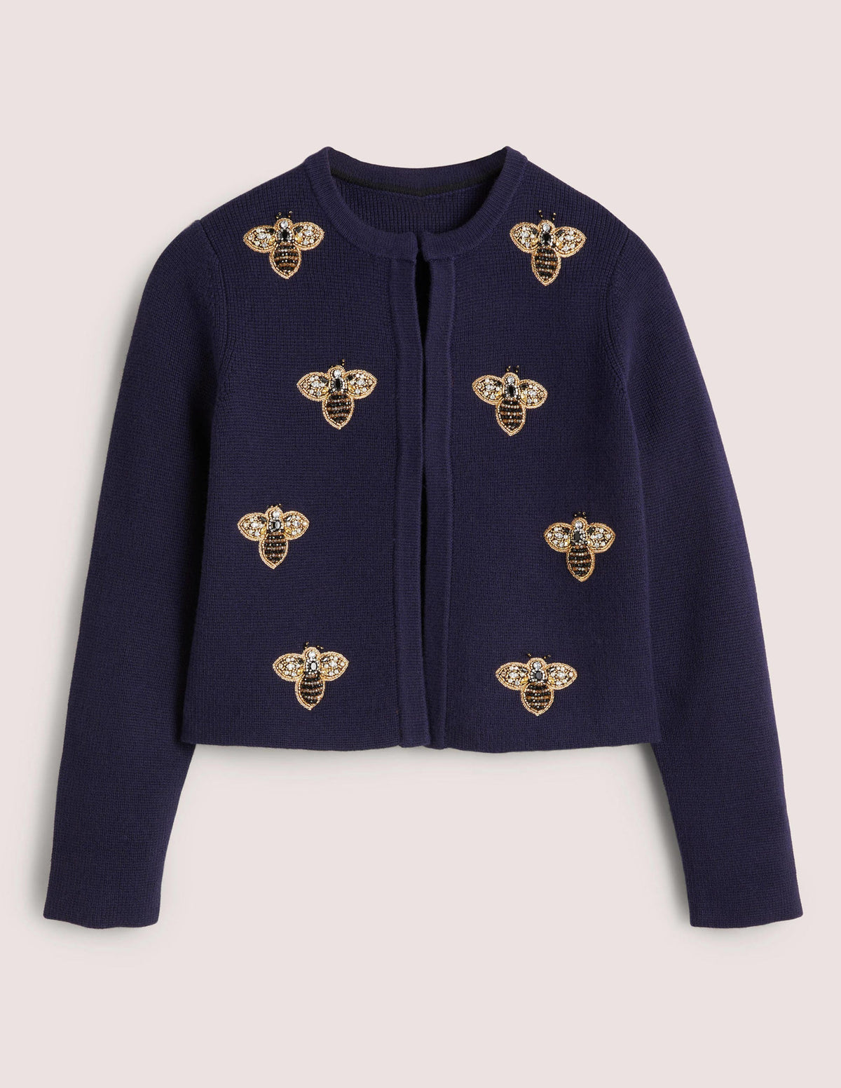 Embellished Knitted Jacket-Navy, Embellished Bees-6