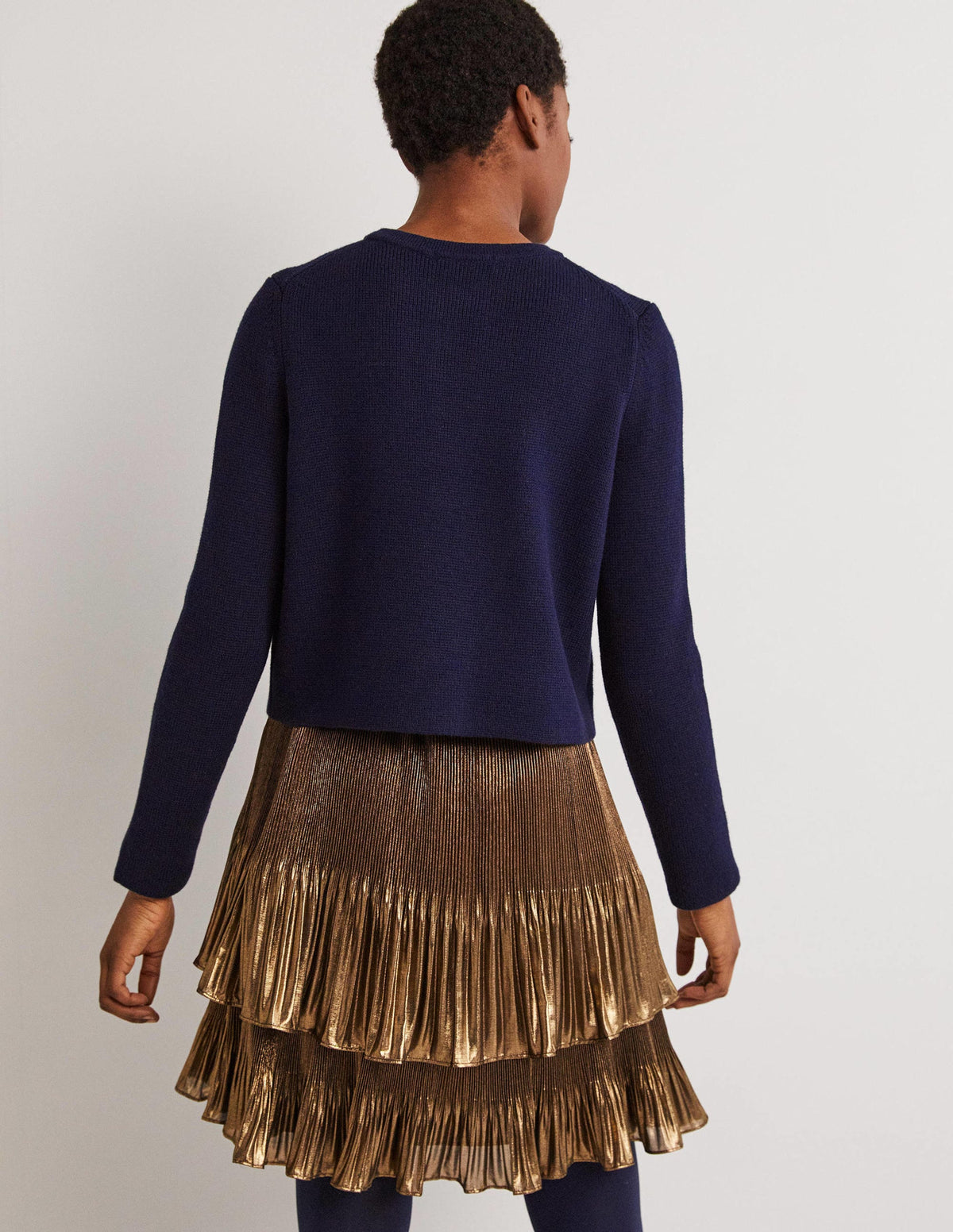 Embellished Knitted Jacket-Navy, Embellished Bees - Image 3