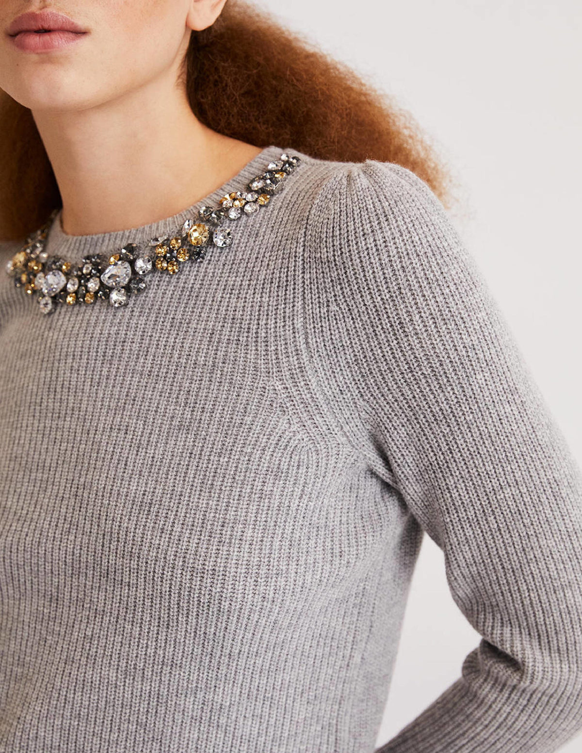 Embellished Stitch Sweater-Grey, Embellished Collar-2
