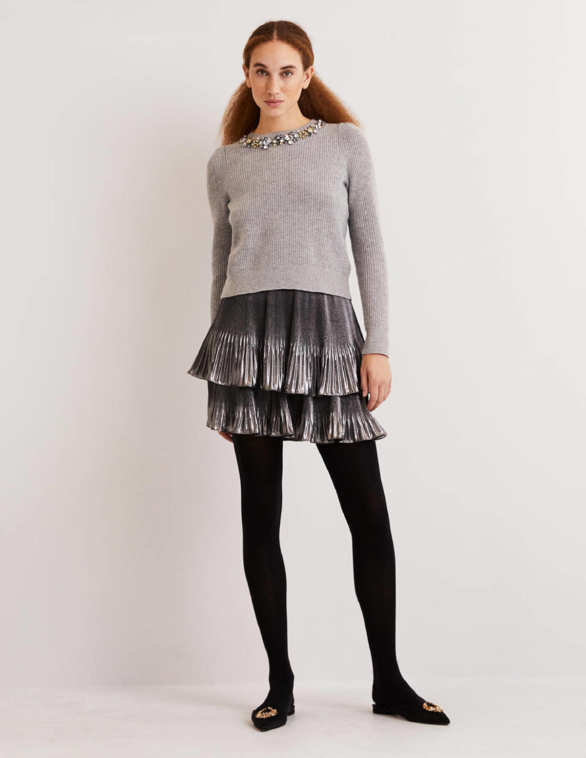 Embellished Stitch Sweater-Grey, Embellished Collar-5