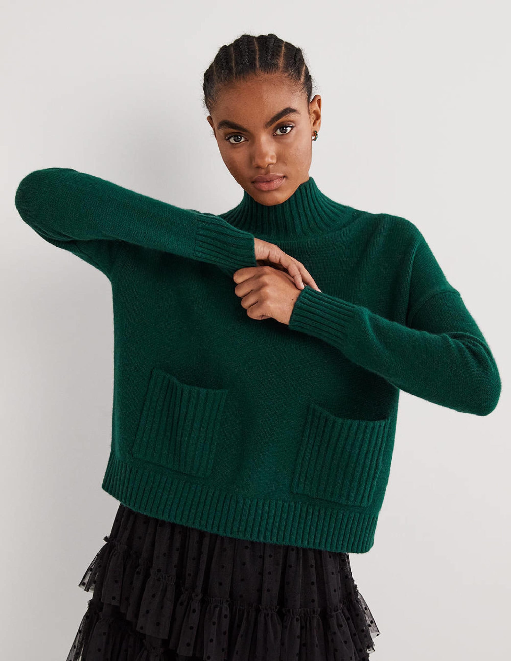 Cashmere High Neck Sweater-Trekking Green - Image 1