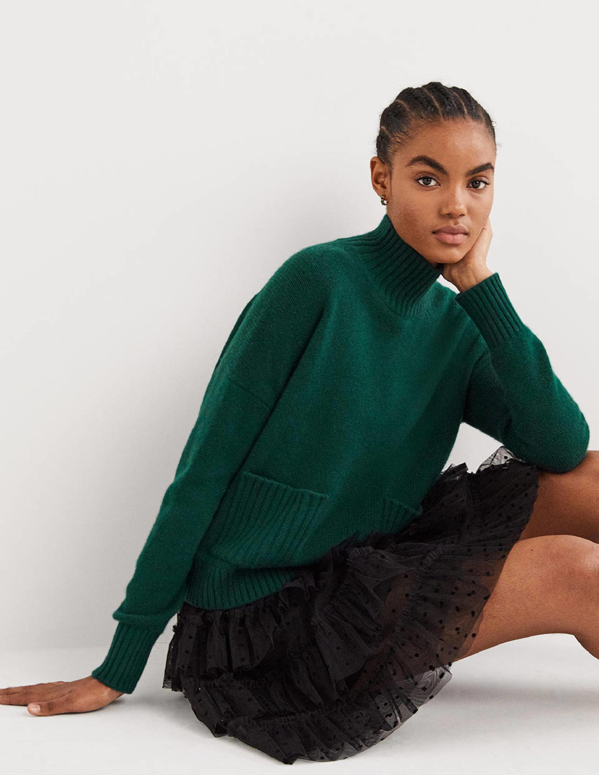 Cashmere High Neck Sweater-Trekking Green-4