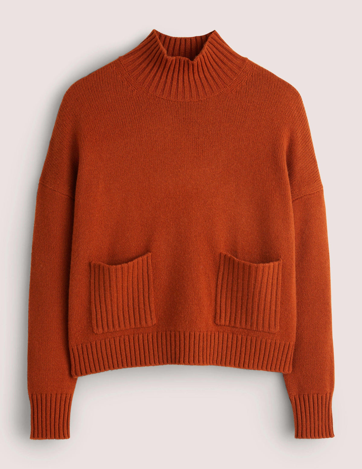 Cashmere High Neck Sweater-Copper Red - Image 5