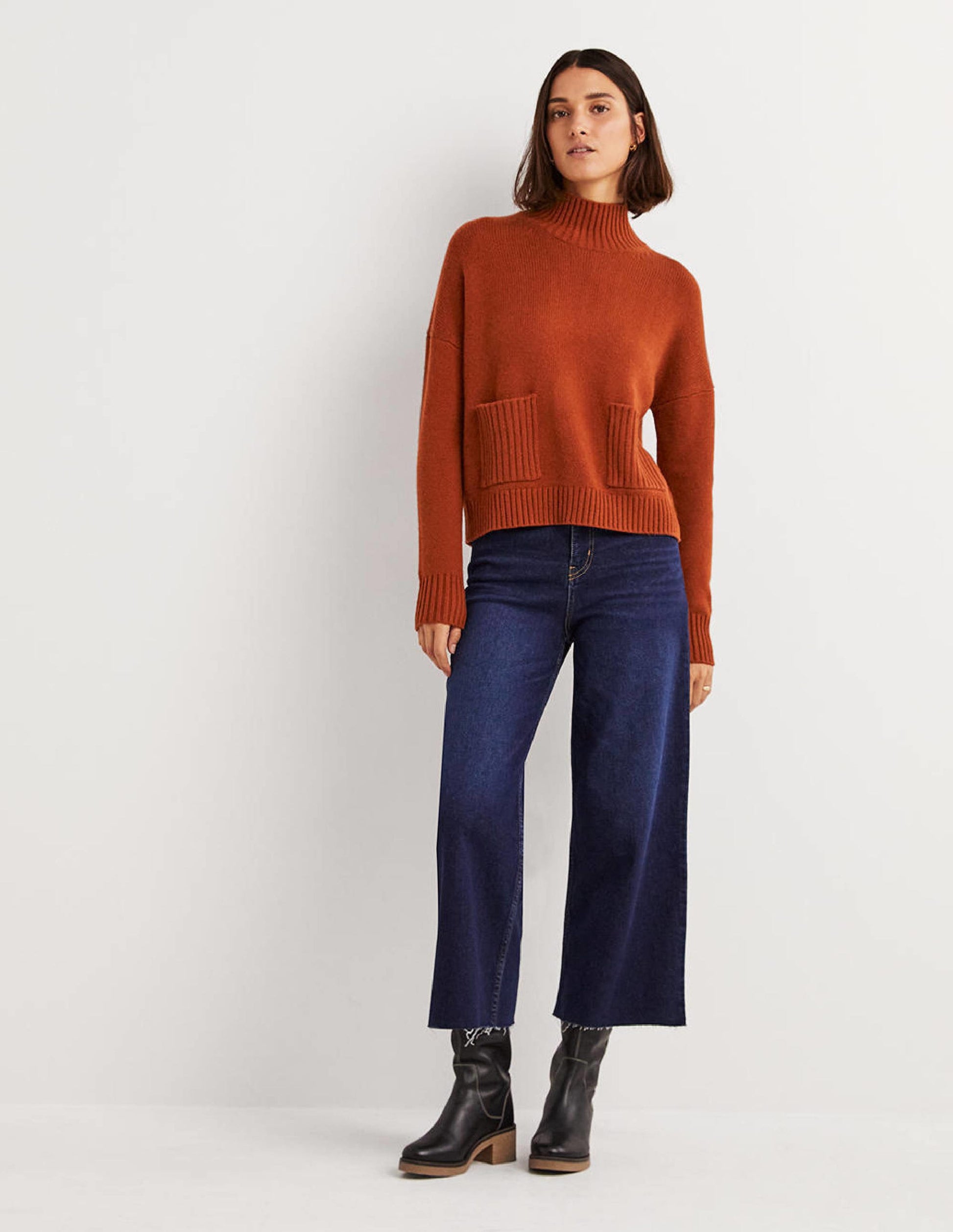 Cashmere High Neck Sweater-Copper Red-3