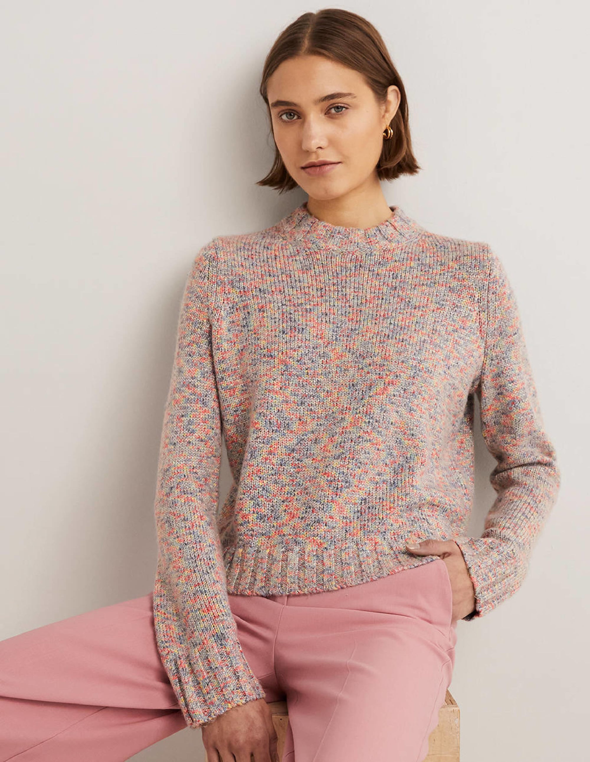 Speckled Fluffy Sweater-Grey Melange - Image 1