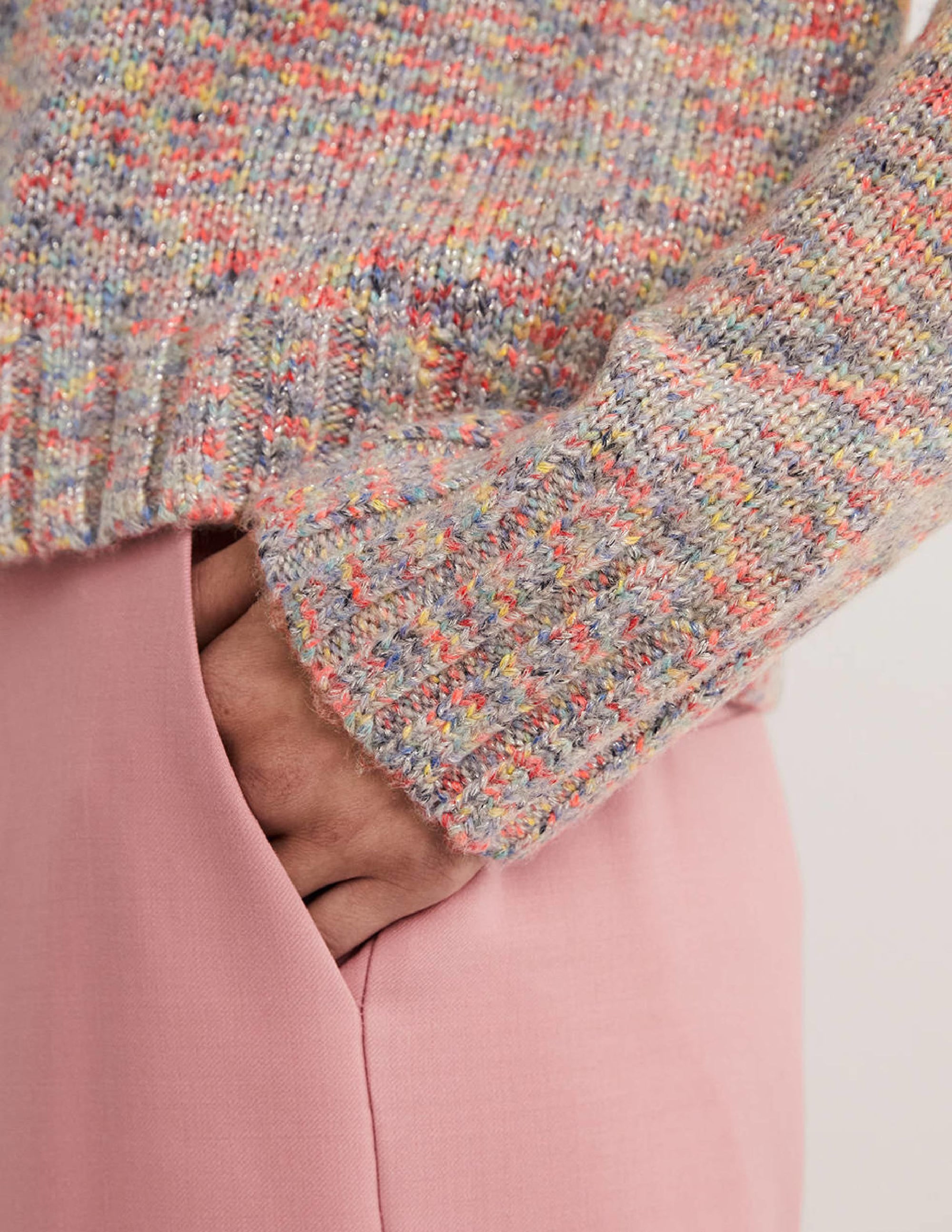 Speckled Fluffy Sweater-Grey Melange - Image 2