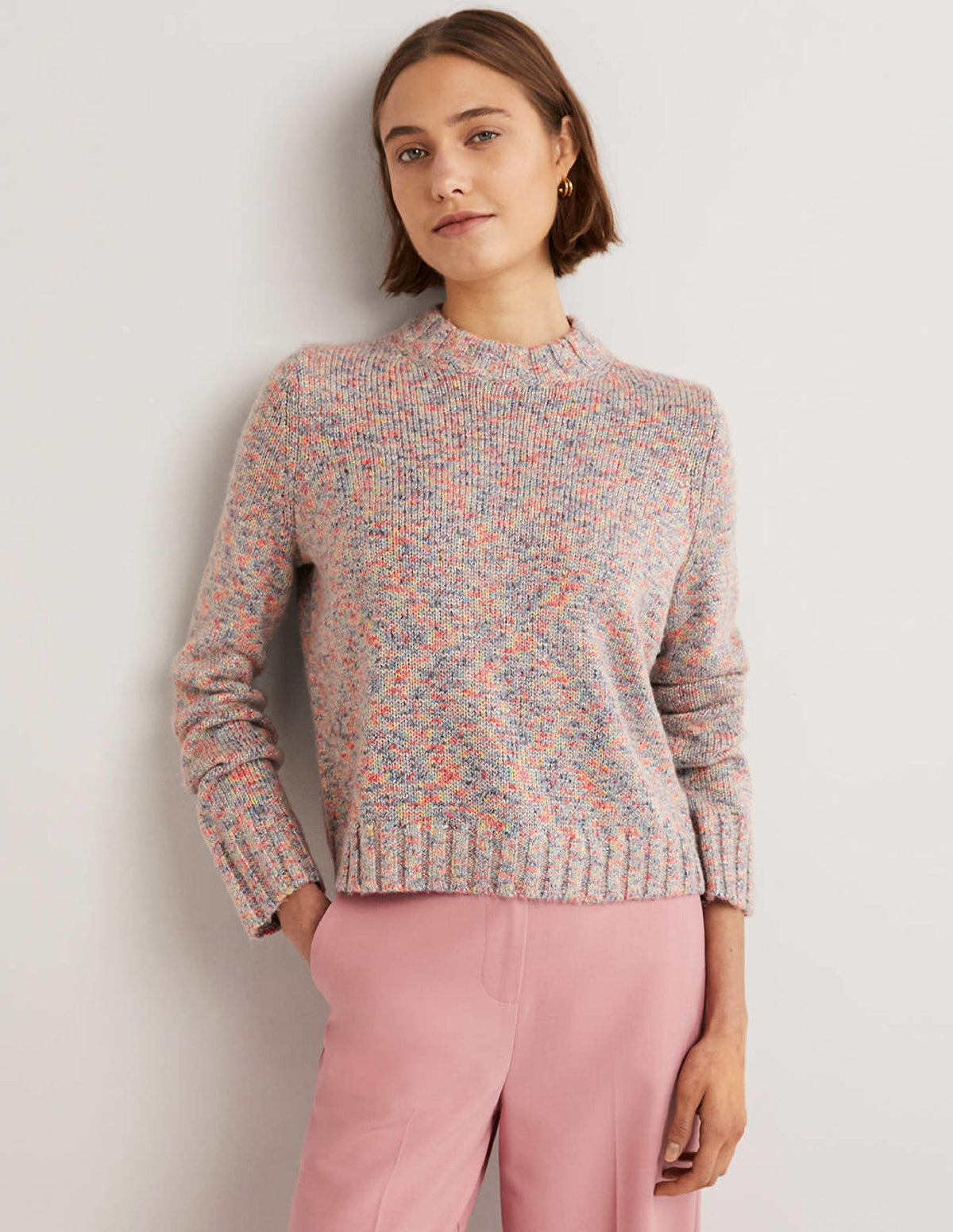 Speckled Fluffy Sweater-Grey Melange-4