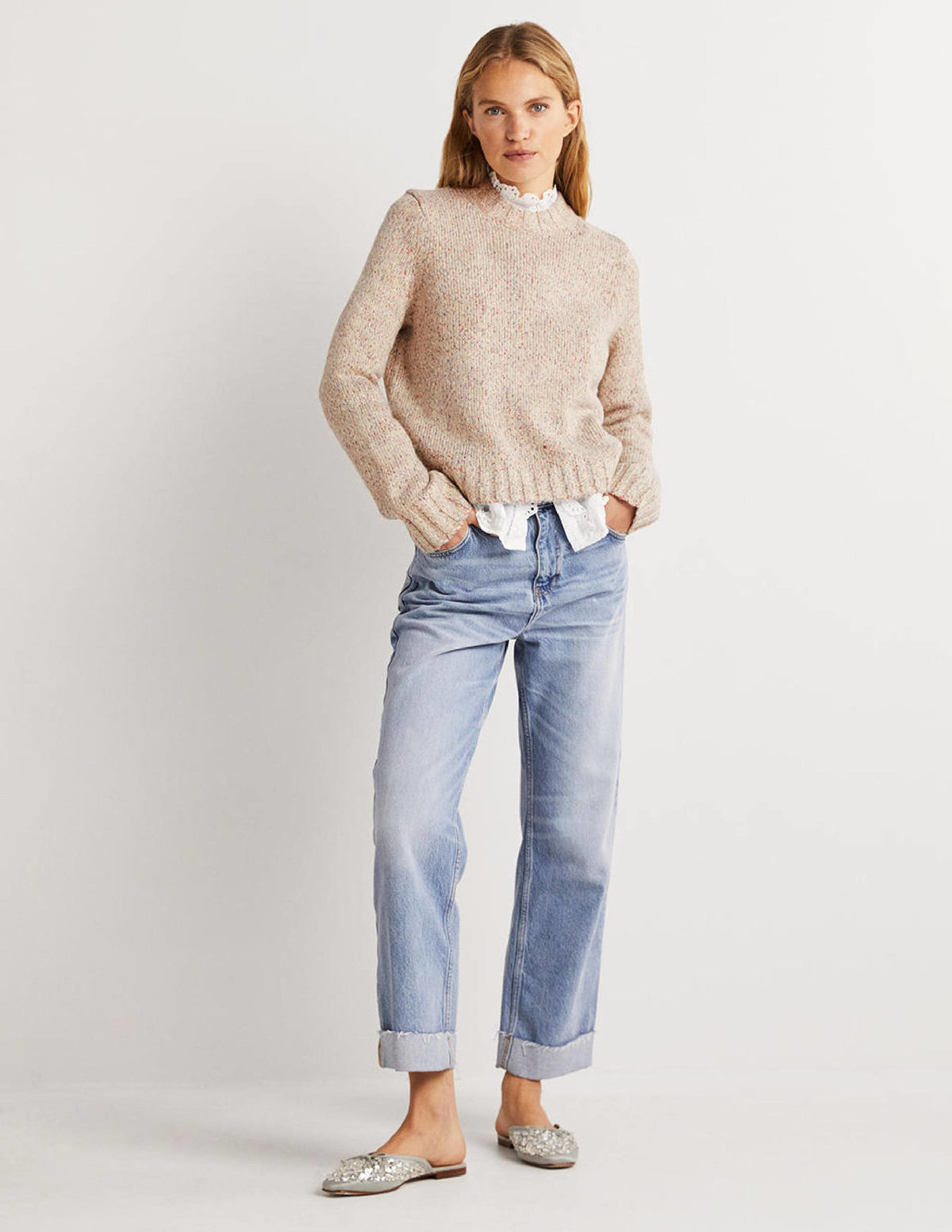 Speckled Fluffy Sweater-Ivory-4