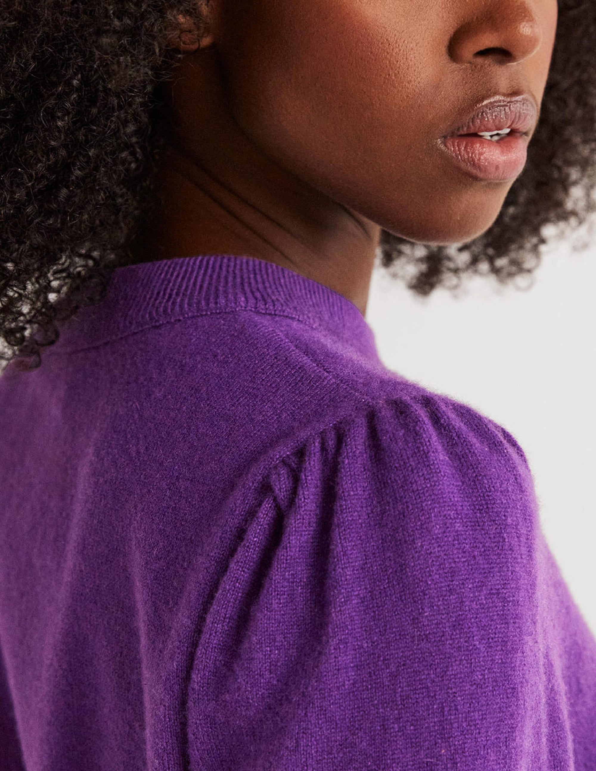Cashmere Puff Shoulder Sweater-Imperial Purple - Image 2
