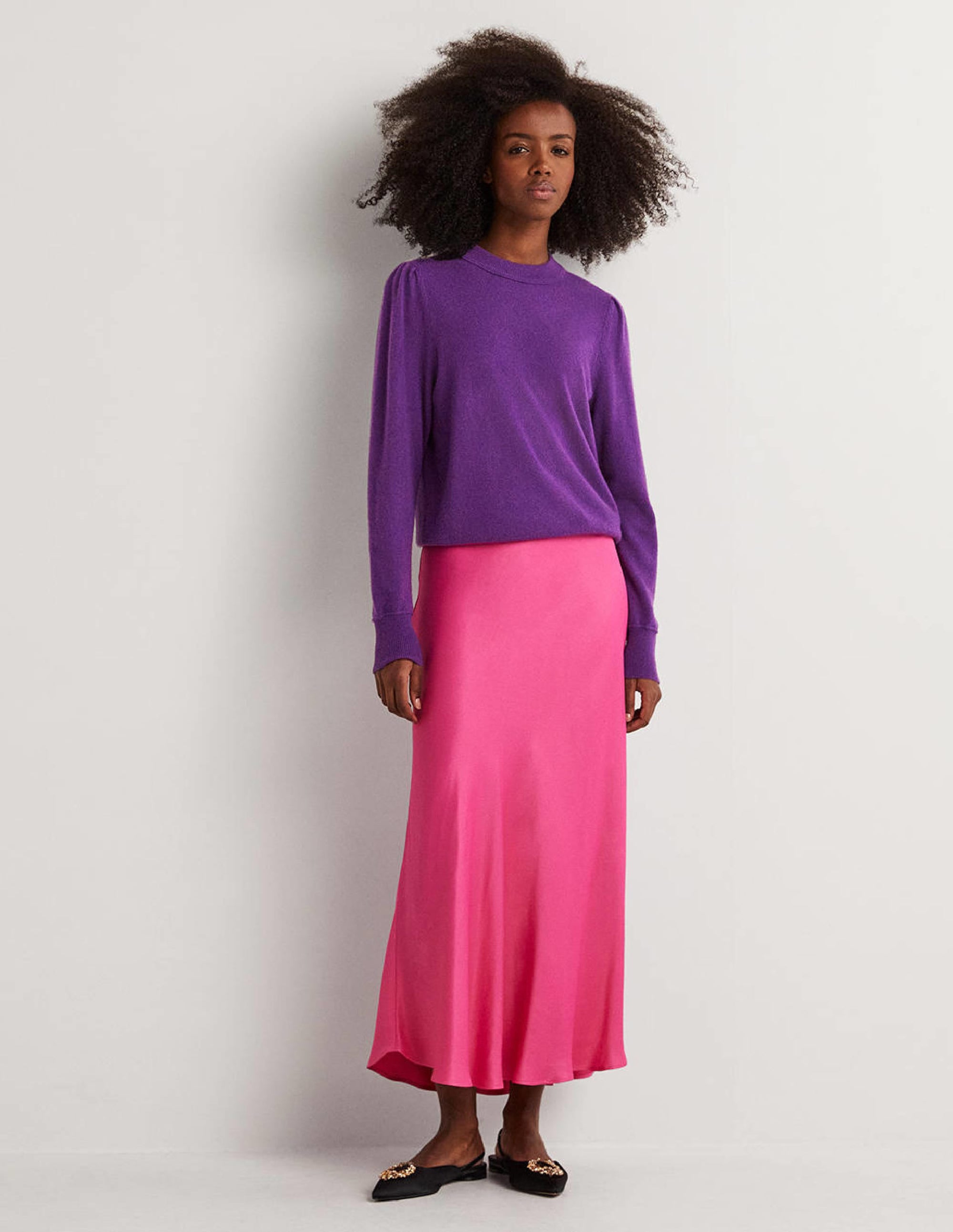 Cashmere Puff Shoulder Sweater-Imperial Purple - Image 4