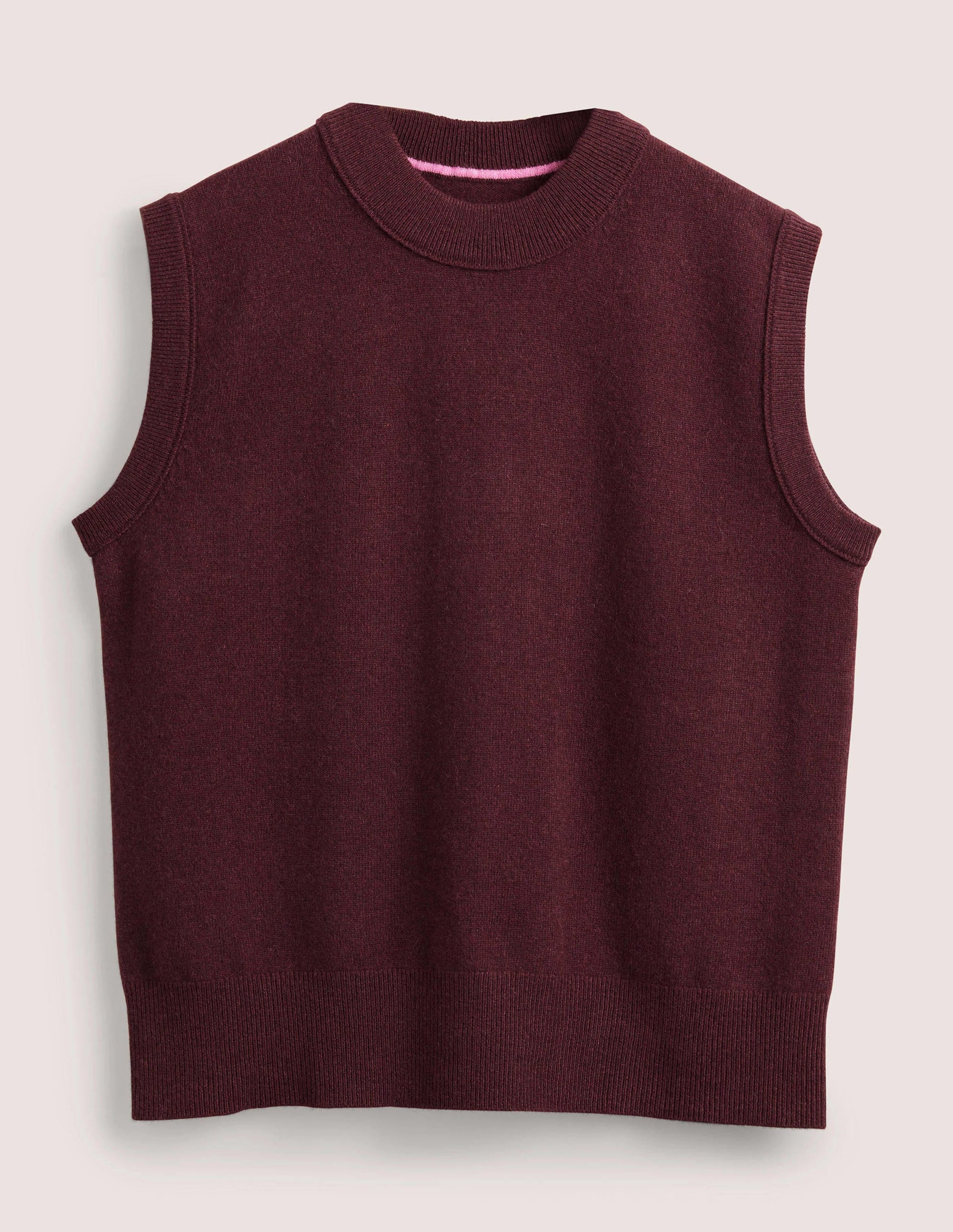 Cashmere Crew Neck Vest-Mulled Wine Melange-7
