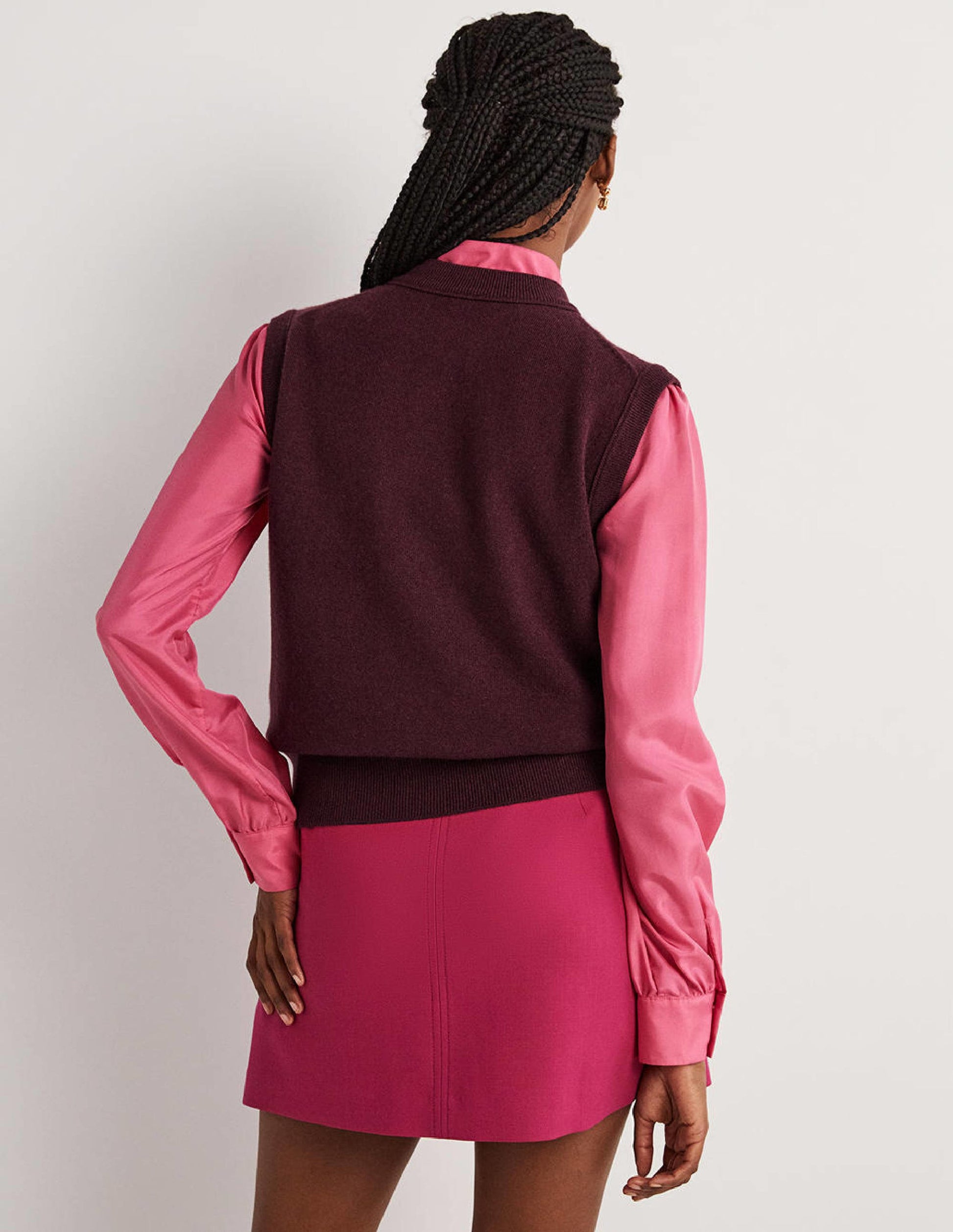 Cashmere Crew Neck Vest-Mulled Wine Melange-4