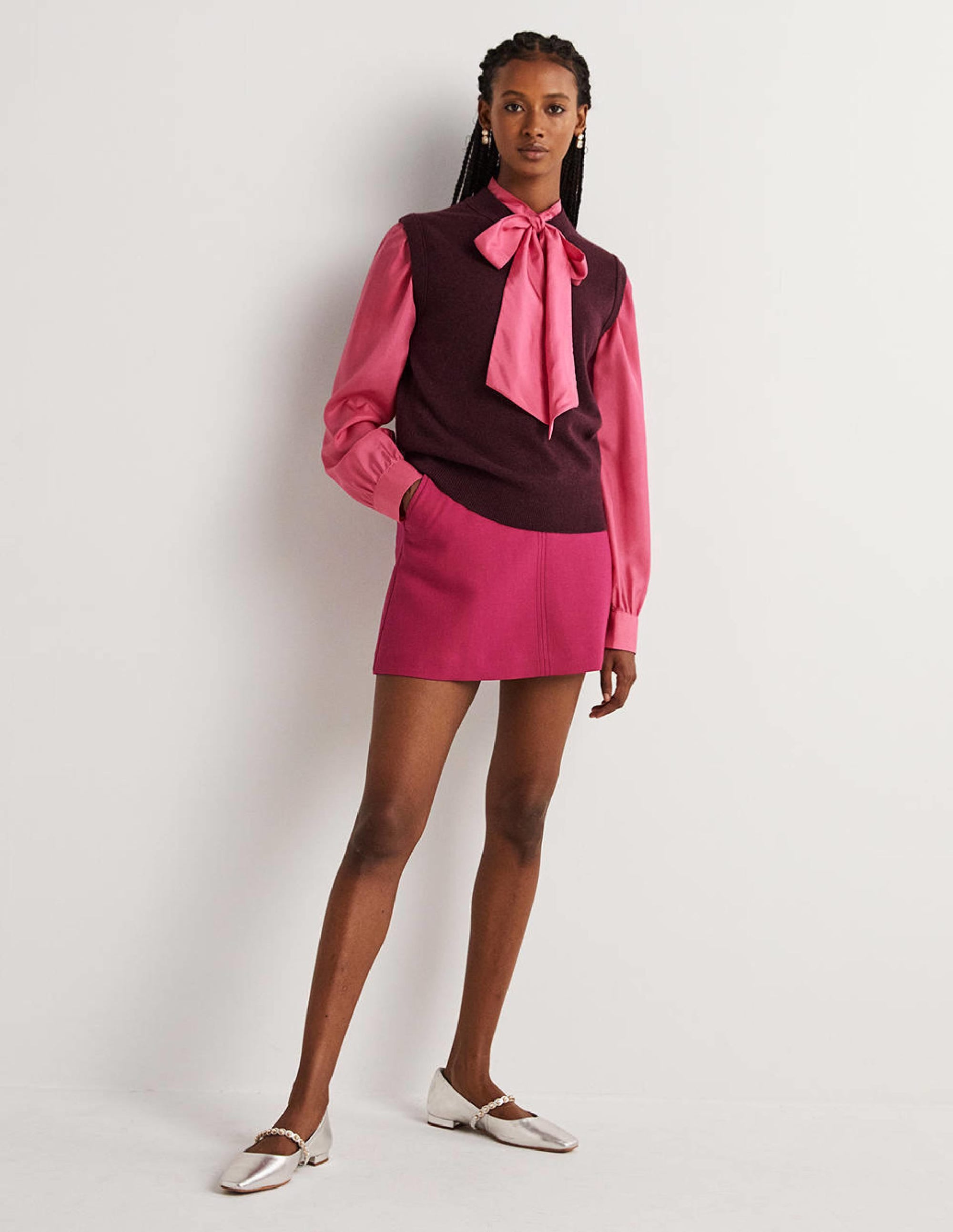 Cashmere Crew Neck Vest-Mulled Wine Melange - Image 6