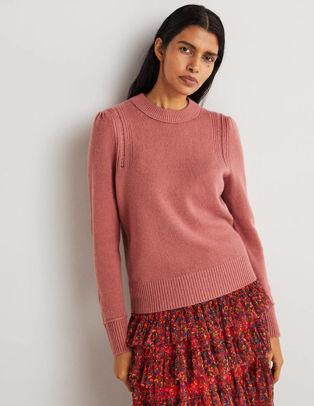 Lofty Cashmere Sweater-Dusty Red Melange - Image 1