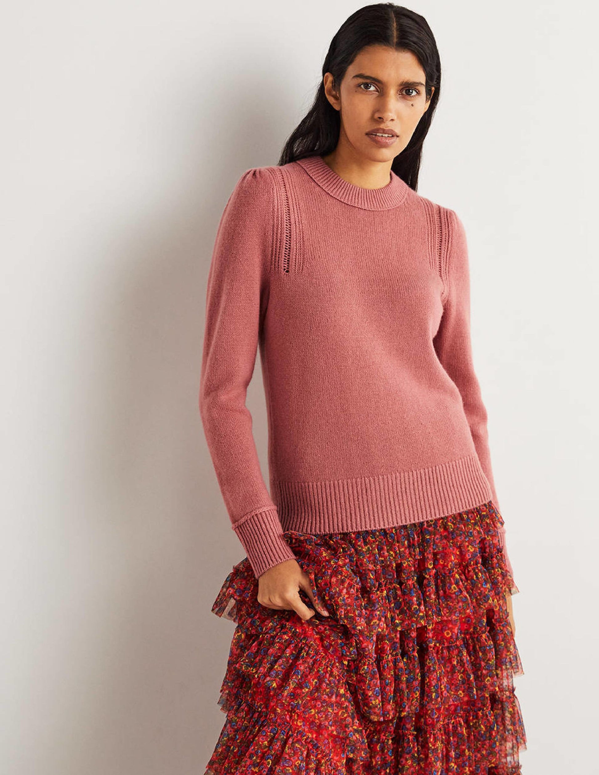 Lofty Cashmere Sweater-Dusty Red Melange-5