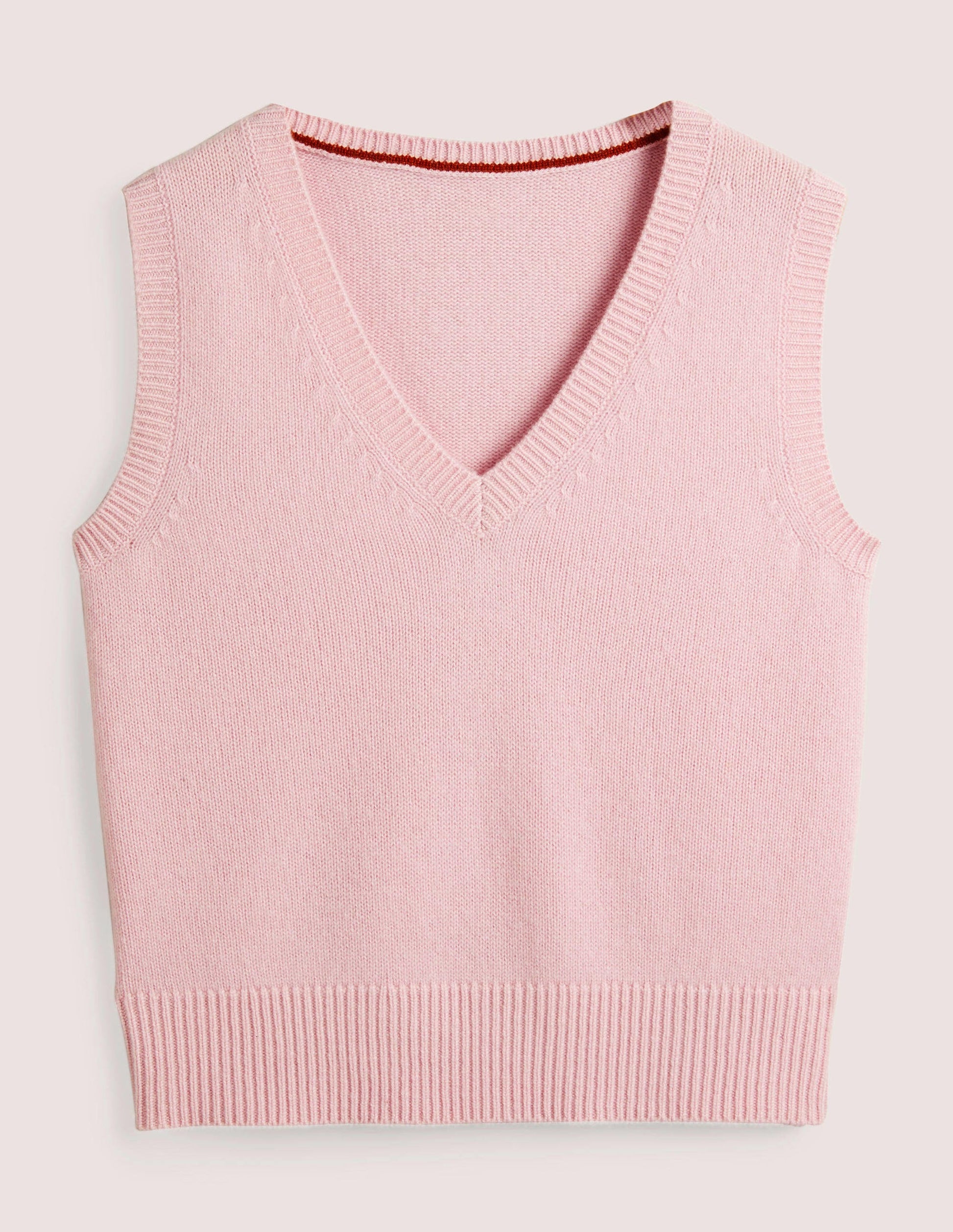 Cashmere V-Neck Sweater Vest-Coconut Ice Pink-7