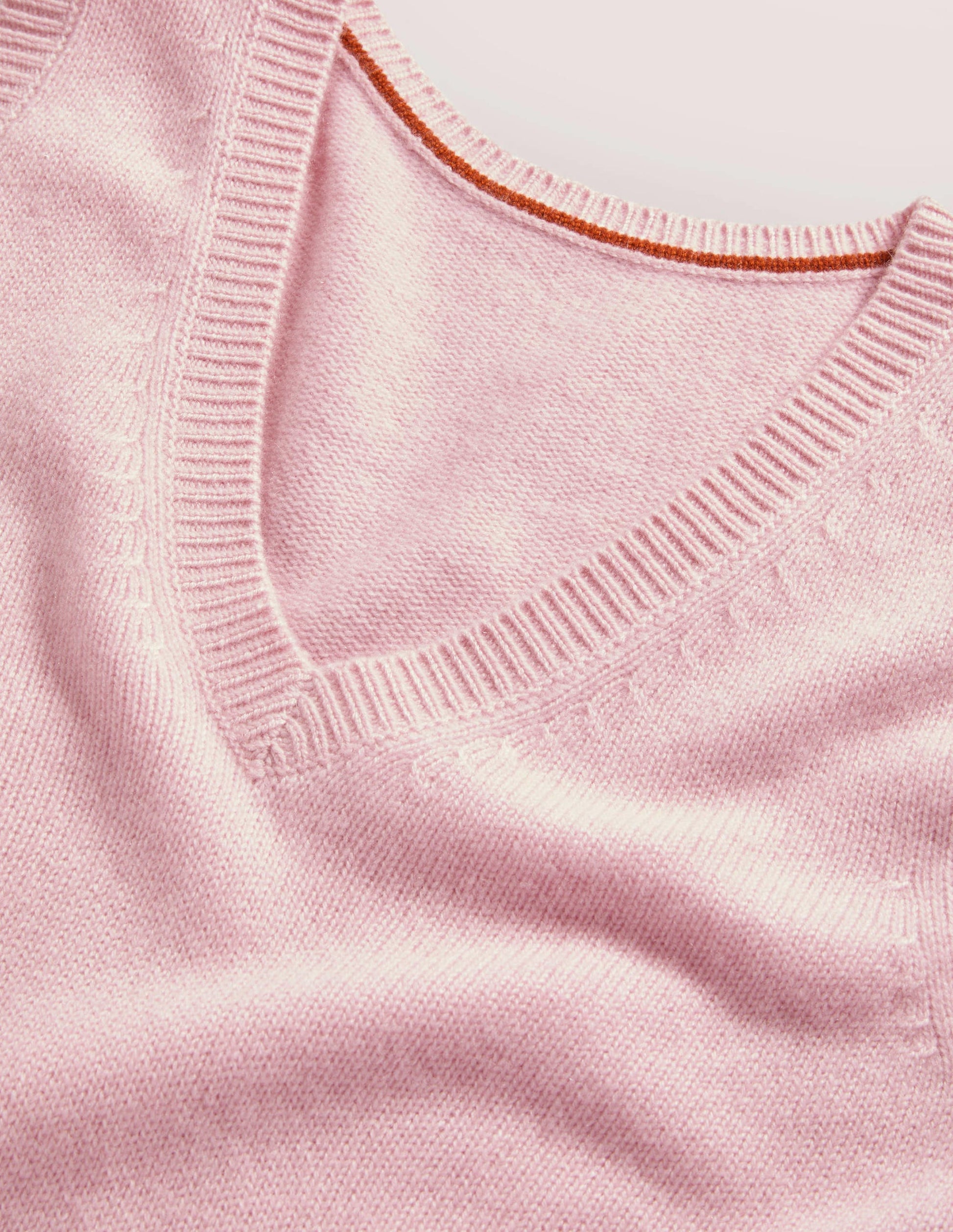 Cashmere V-Neck Sweater Vest-Coconut Ice Pink-8