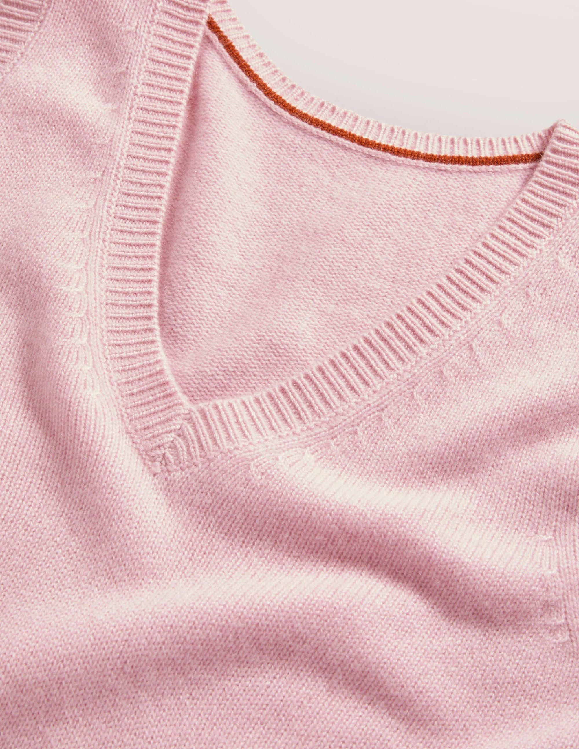 Cashmere V-Neck Sweater Vest-Coconut Ice Pink - Image 8