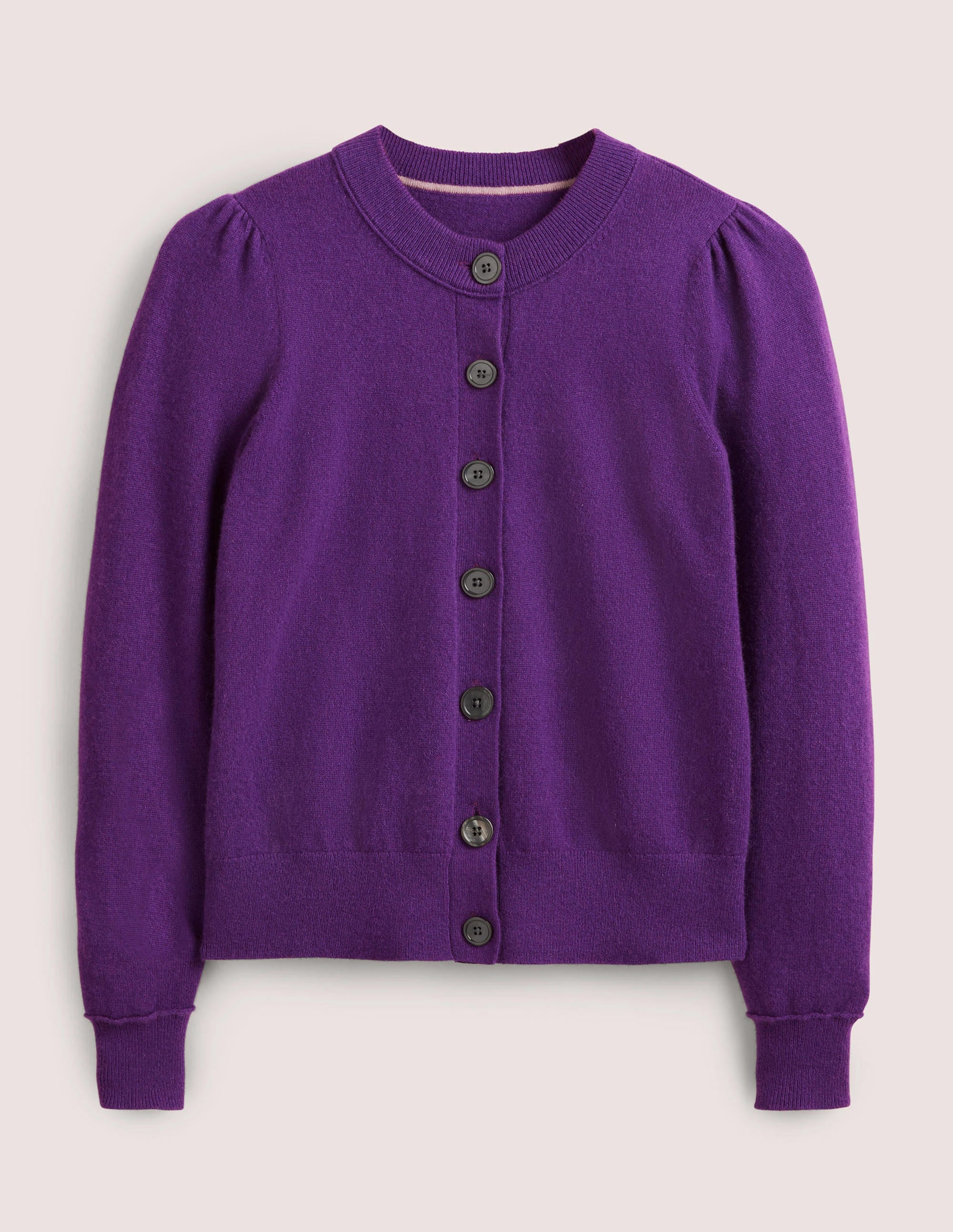 Cashmere Crew Neck Cardigan-Imperial Purple - Image 6