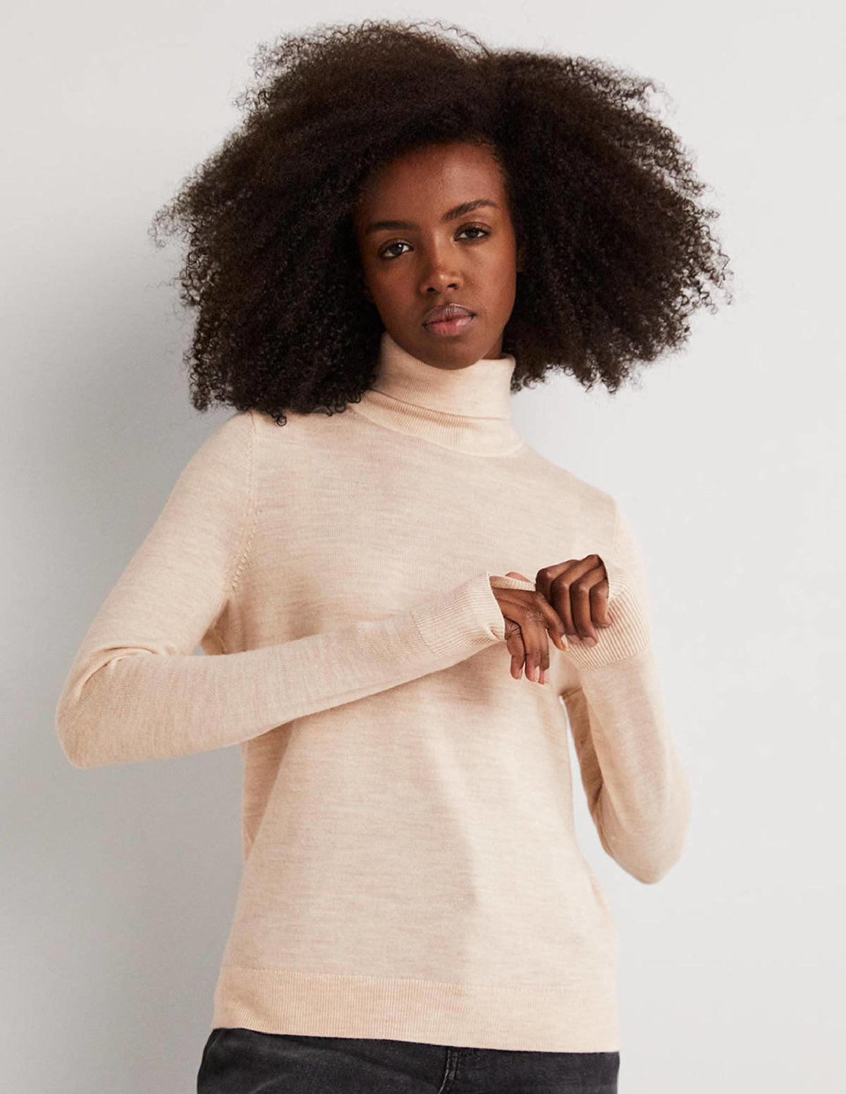 Merino Roll Neck-Oatmeal Melange - Image 5