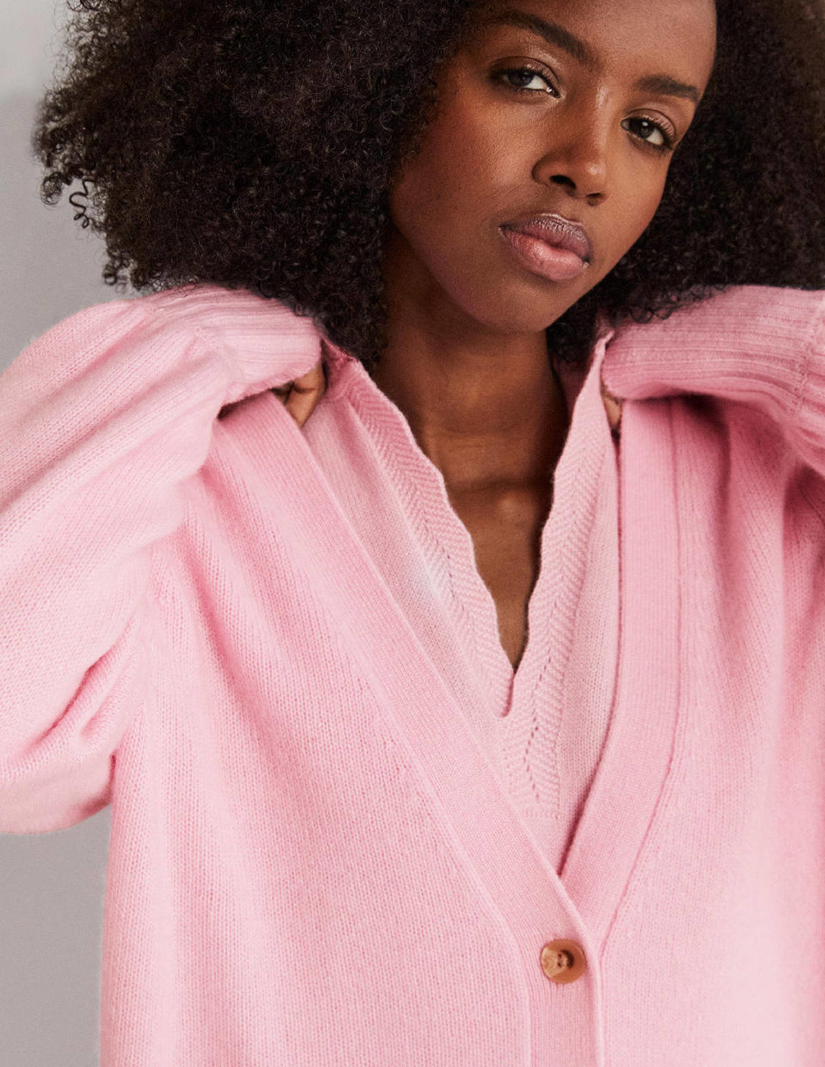 Long Cashmere Cardigan-Cameo Pink - Image 2